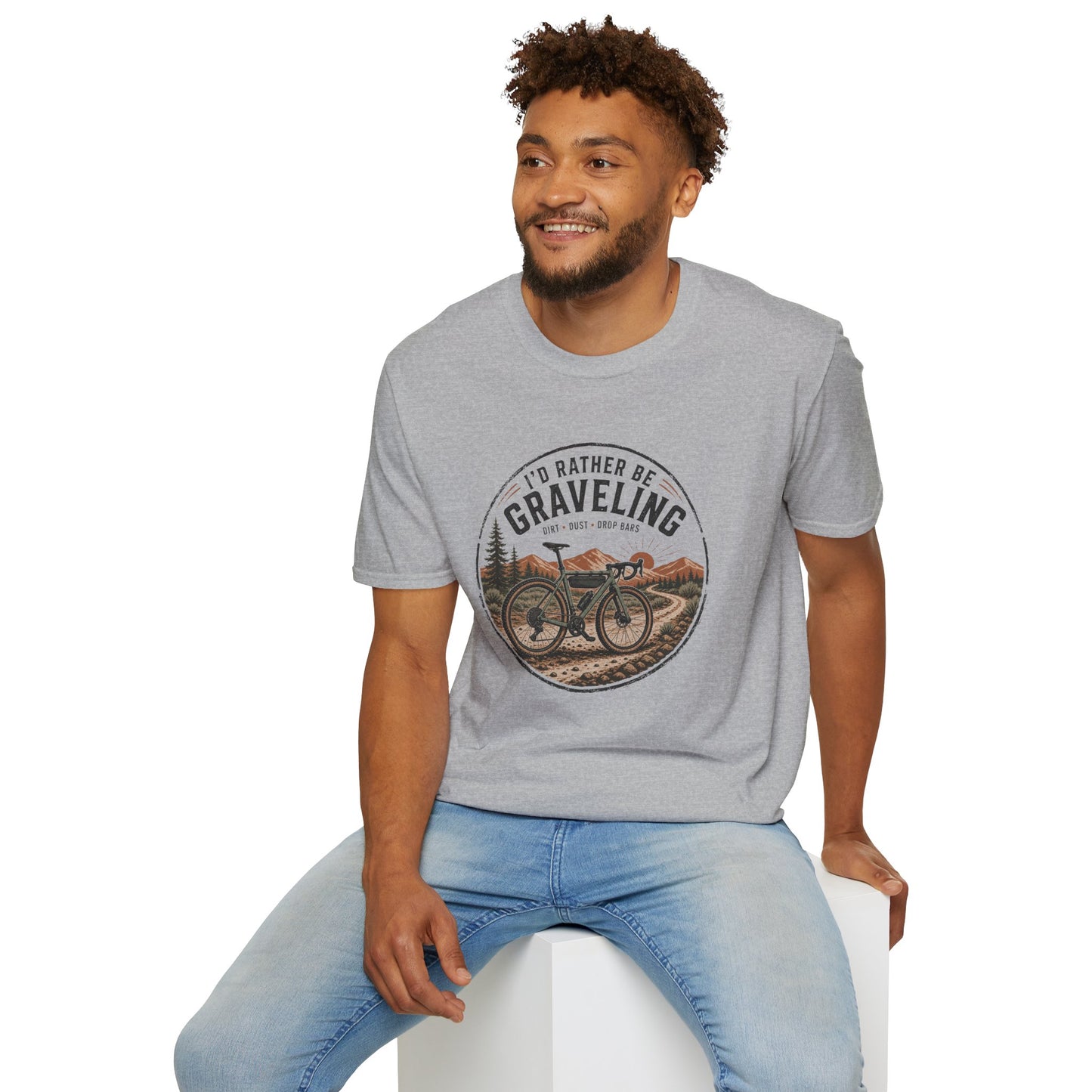 Gravel Bike T-Shirt — "I'd Rather Be Graveling" Retro Outdoor Cycling Tee