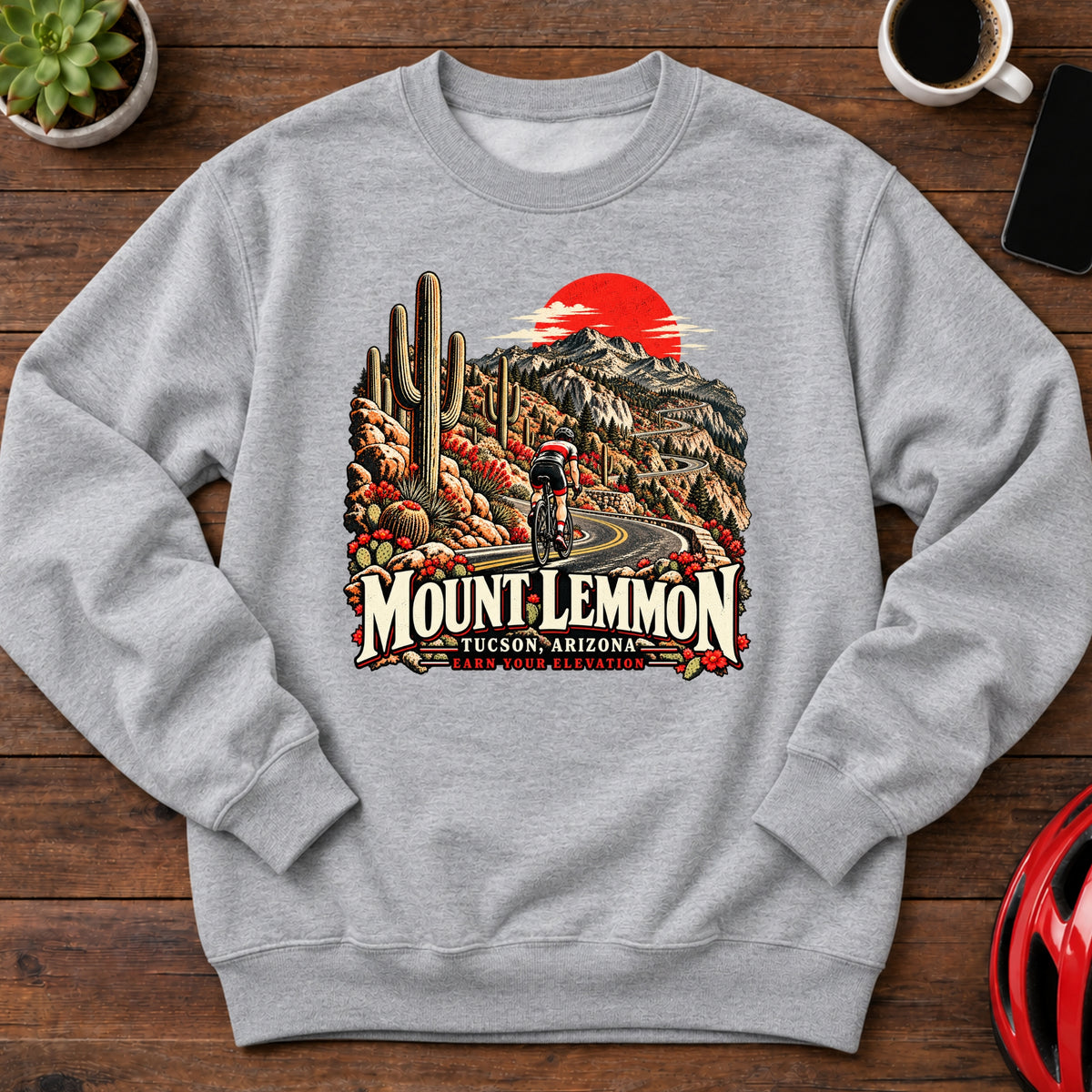 Mount Lemmon Tucson Arizona Cycling Sweatshirt(Global)