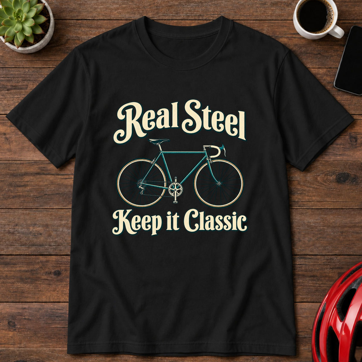 Real Steel Bicycle T‑Shirt — Keep It Classic Vintage Bike Tee(Global)