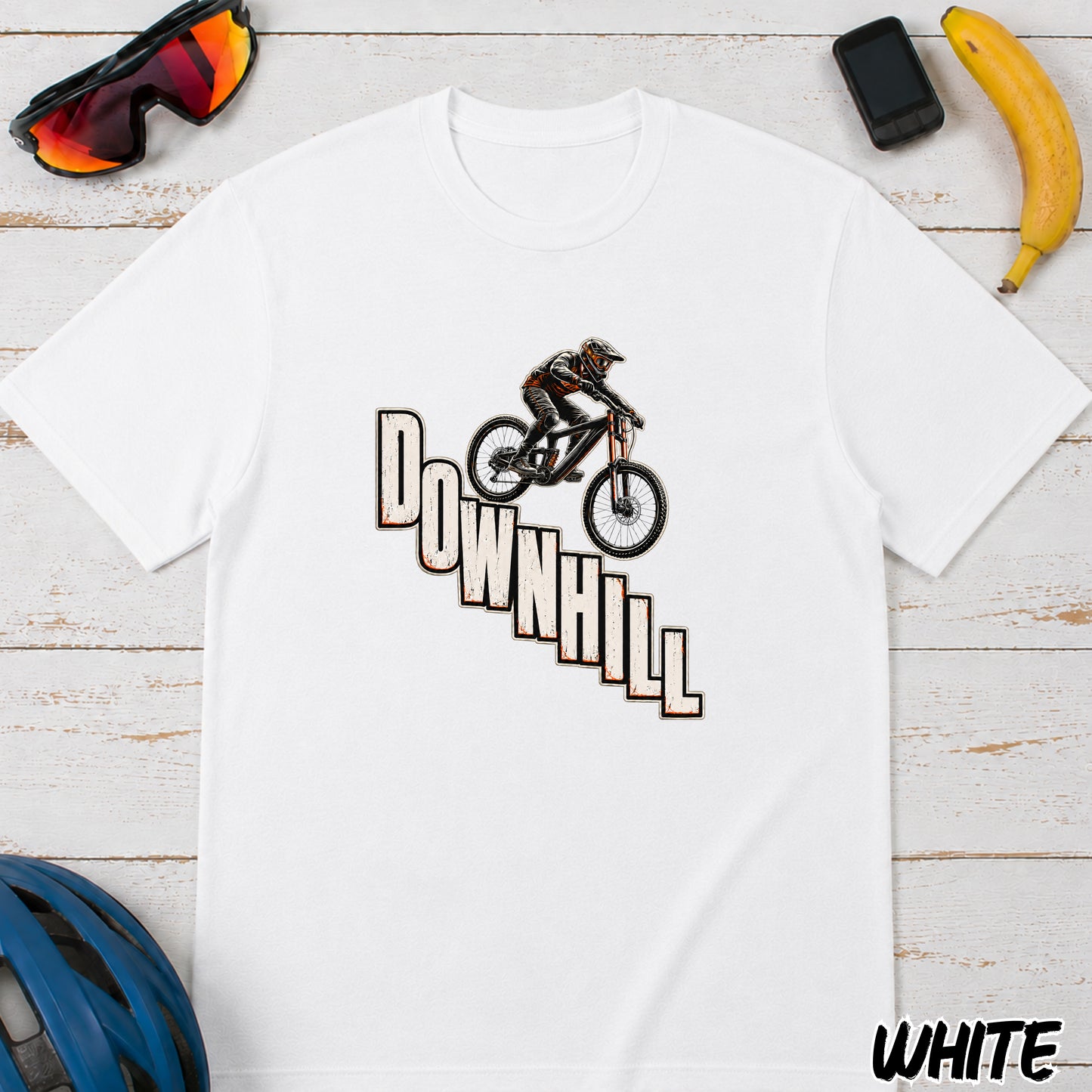 Downhill Mountain Biking T-Shirt — Retro MTB Rider Graphic