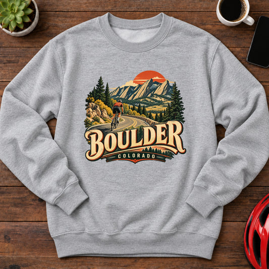 Boulder Colorado Cycling Crewneck Sweatshirt(Global)