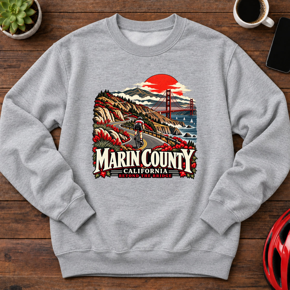 Marin County California Cycling Sweatshirt(Global)