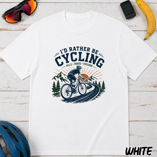 I'd Rather Be Cycling T-Shirt-Funny Tee for Cyclists
