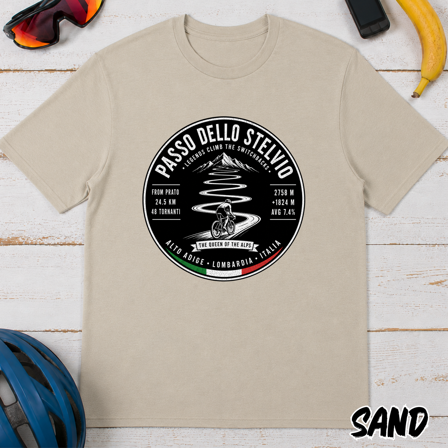 Passo dello Stelvio Cycling T-Shirt — Vintage Mountain Road Bike Tee