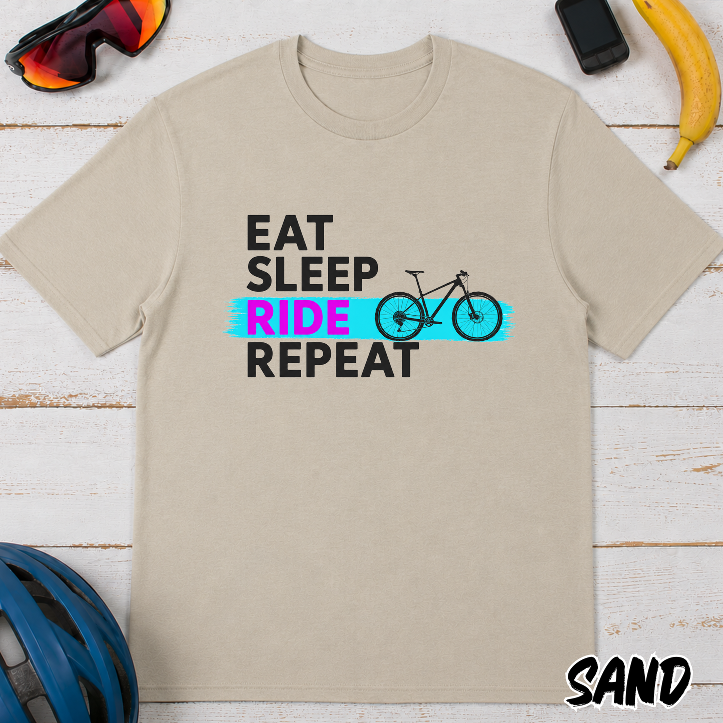 Eat Sleep Ride Repeat Cycling T-Shirt- Mountain bike Tee