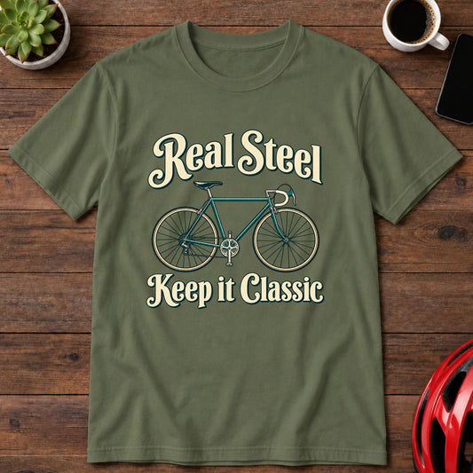 Real Steel Bicycle T‑Shirt — Keep It Classic Vintage Bike Tee(Global)