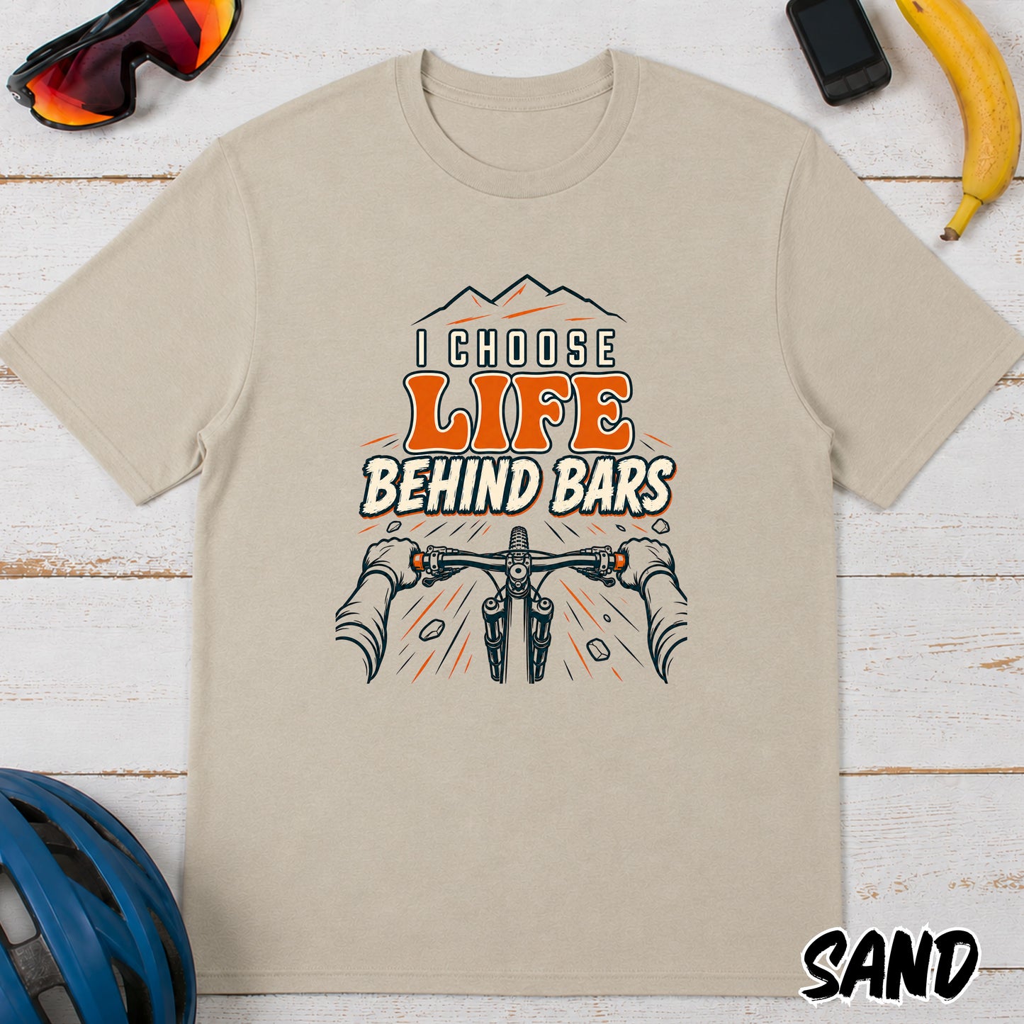I Choose Life Behind Bars Cycling T‑Shirt — Mountain Bike Humor Tee