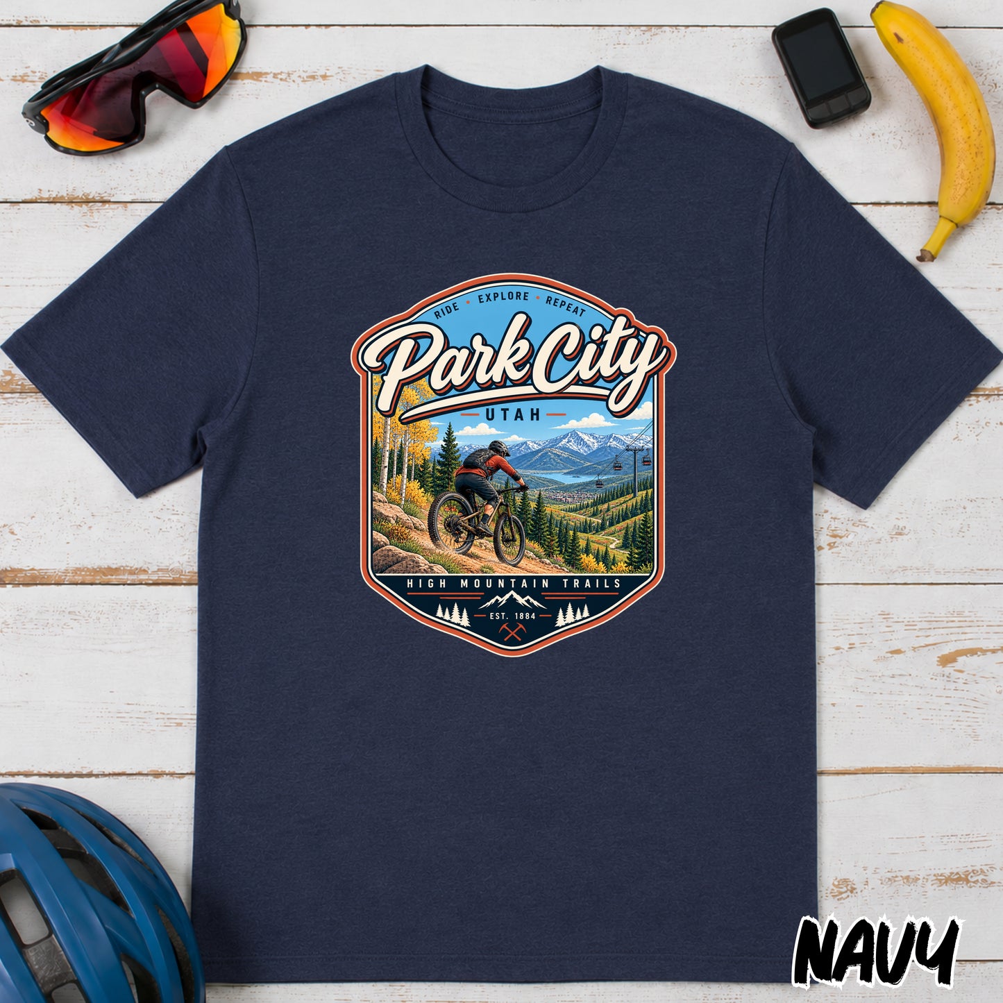 Park City Utah Mountain Bike T‑Shirt — Outdoor Adventure Scenic Tee