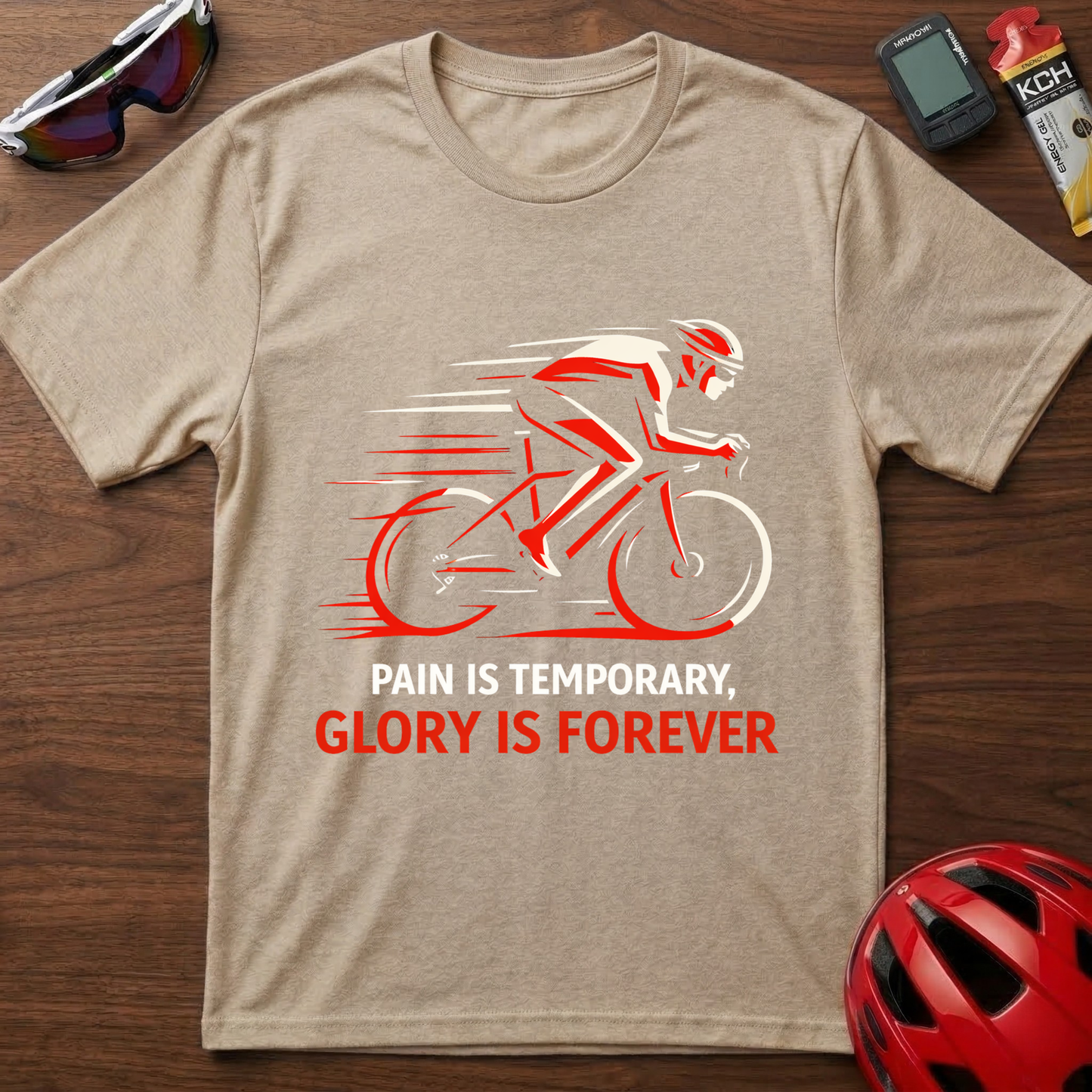 Cycling T-Shirt — "Pain Is Temporary, Glory Is Forever" Motivational Road Bike Shirt