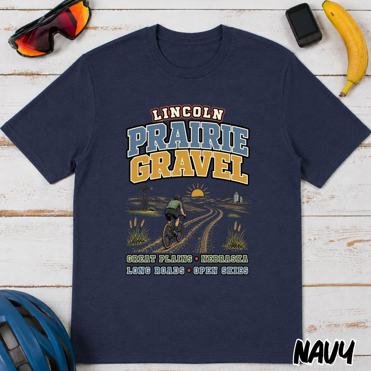 Lincoln Prairie Gravel T‑Shirt — Cycling Gravel Bike Tee