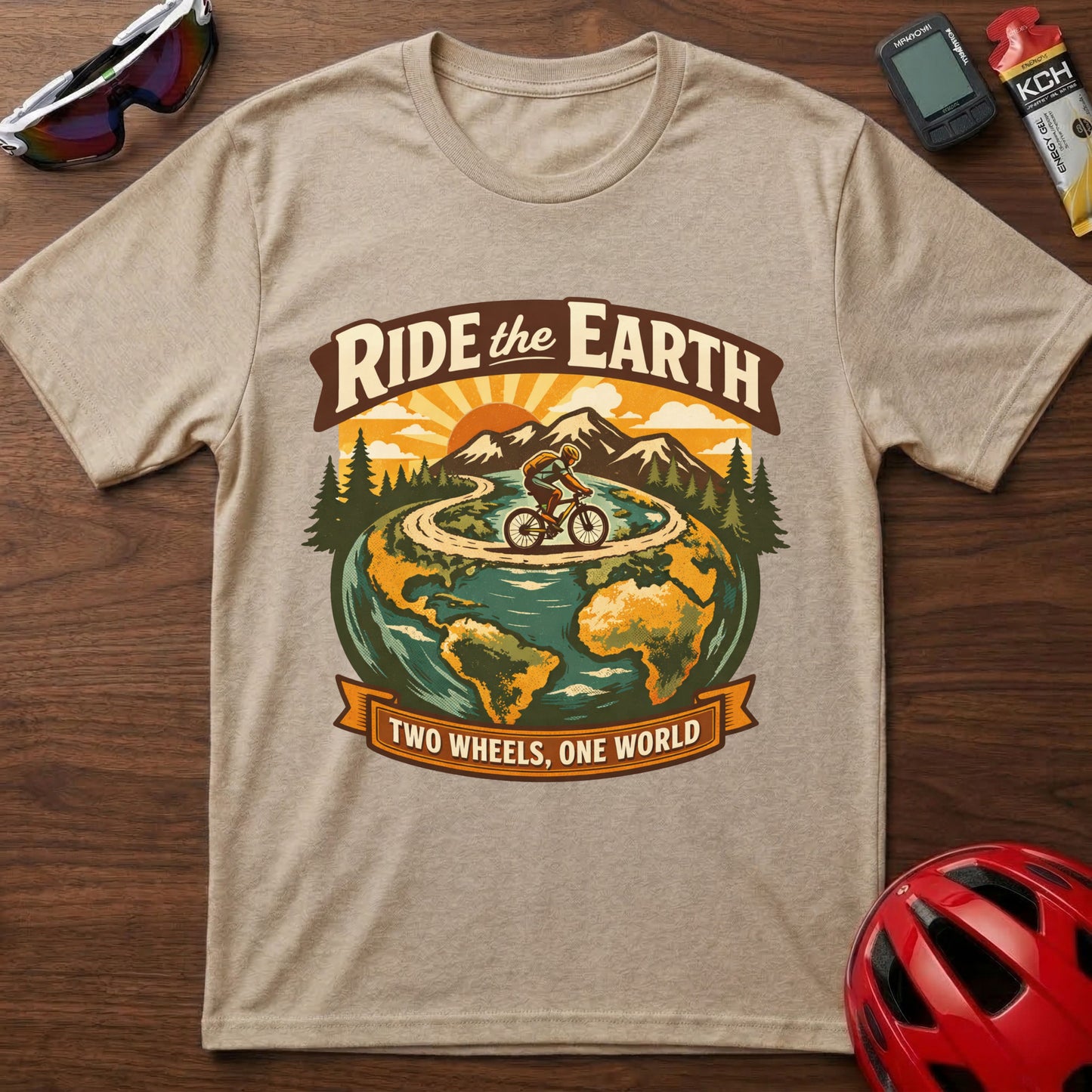 Ride the Earth Cycling T-Shirt — Two Wheels, One World Cycling Tee
