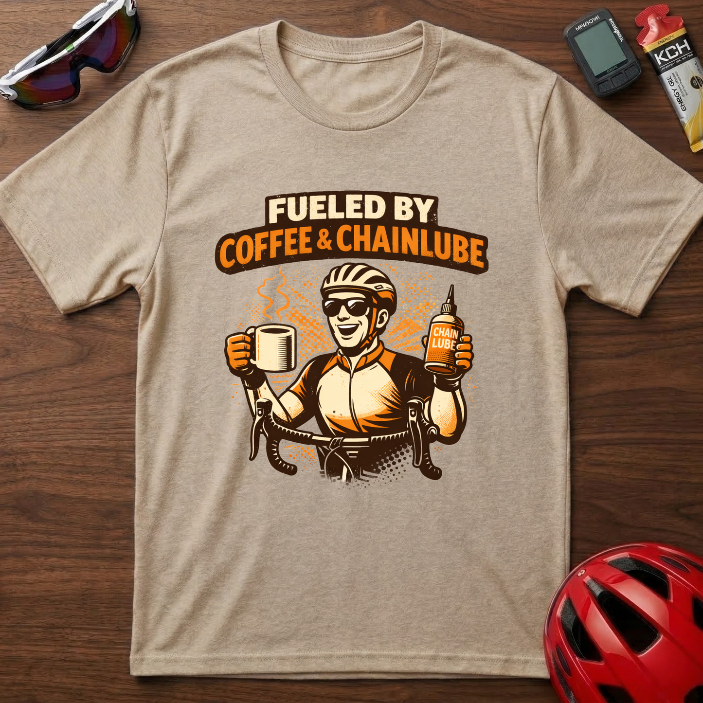 Fueled by Coffee and Chain lube Cycling T-Shirt