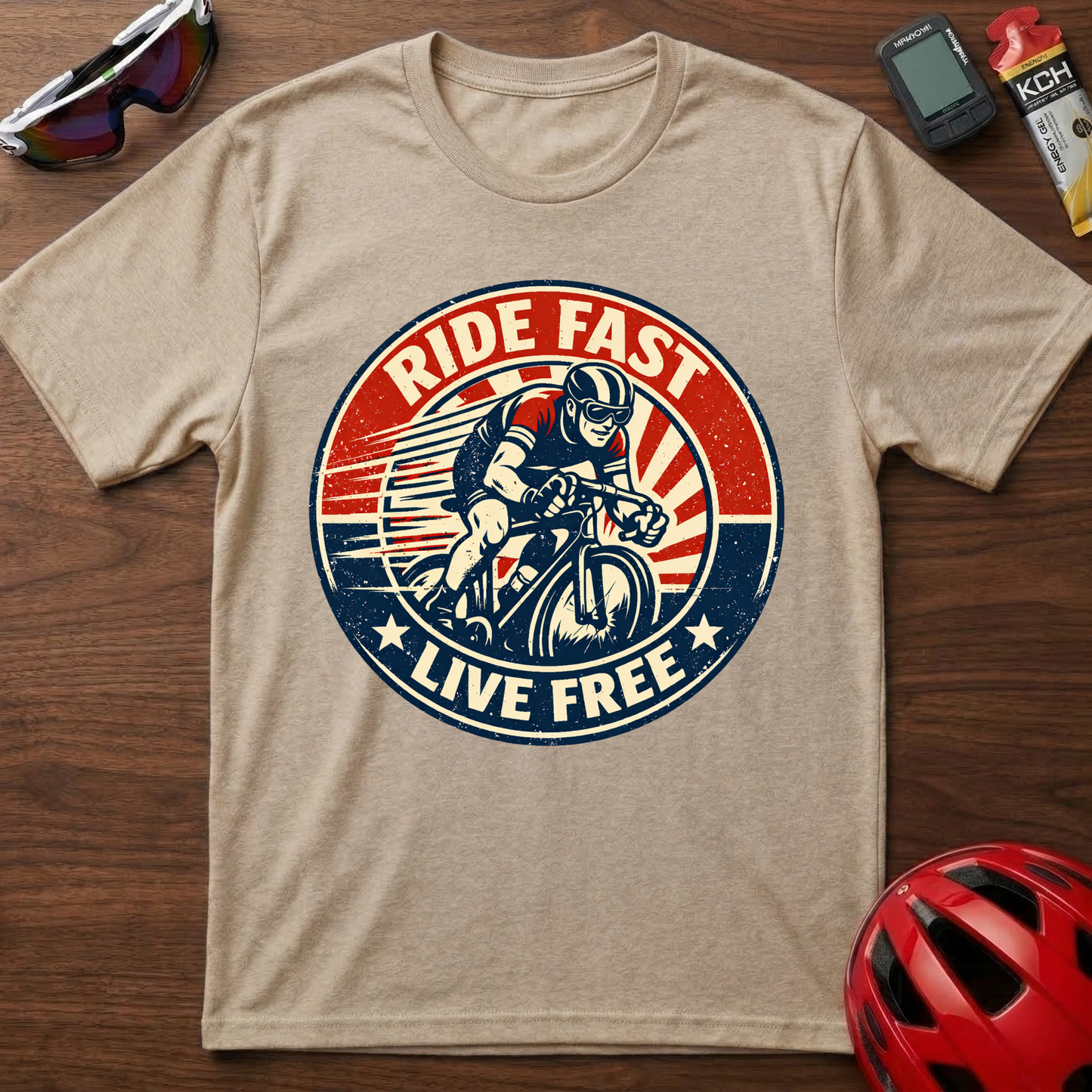 Ride Fast Live Free Vintage Cycling  T-Shirt