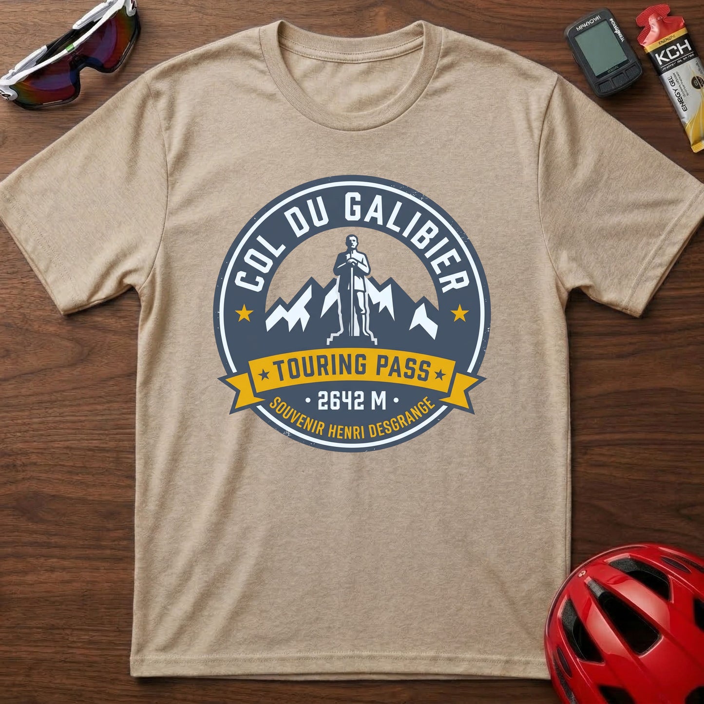 Col du Galibier Touring Pass Cycling T-Shirt — Vintage Alpine Cycling Badge