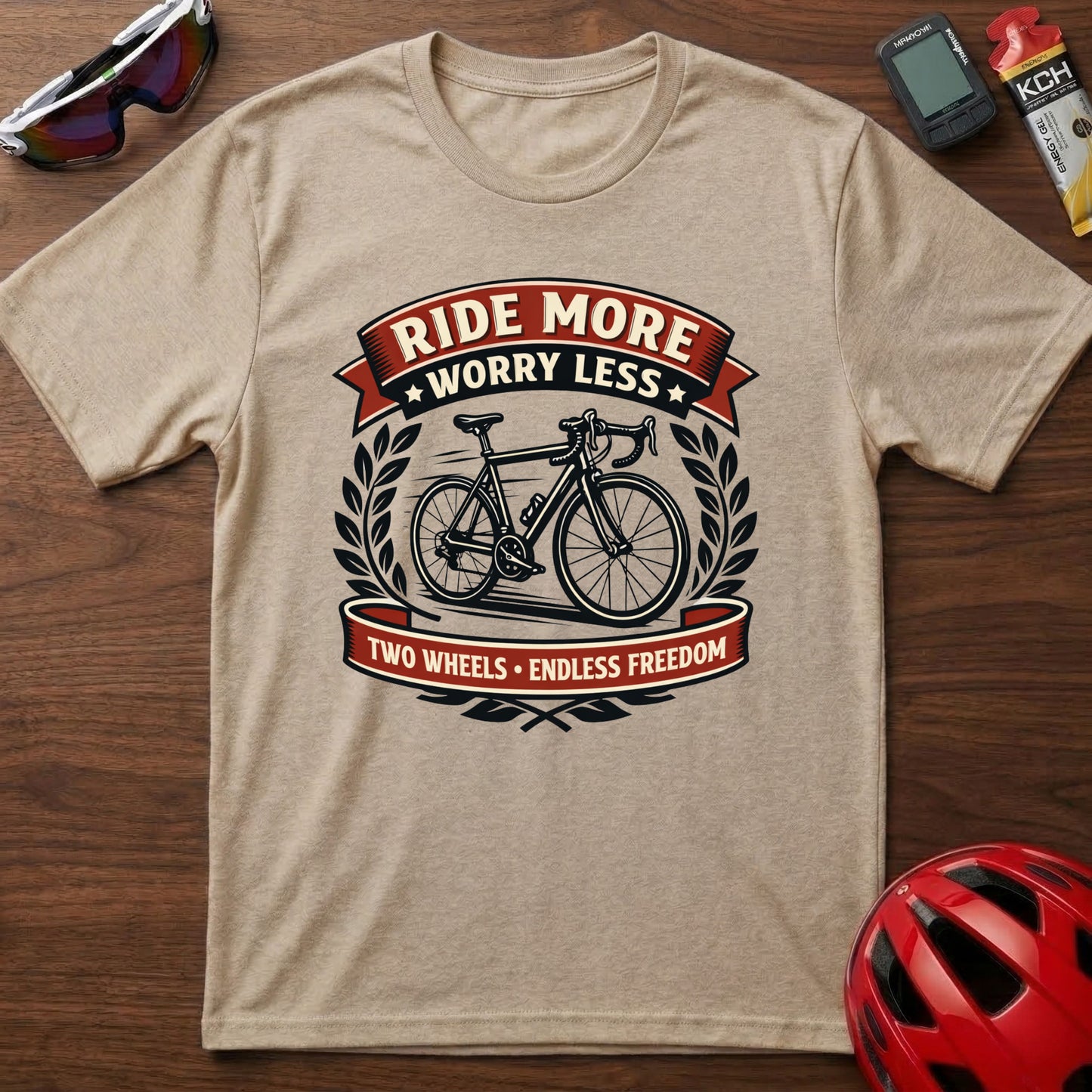Ride More Worry Less Cycling T-Shirt — Vintage Cycling Tee