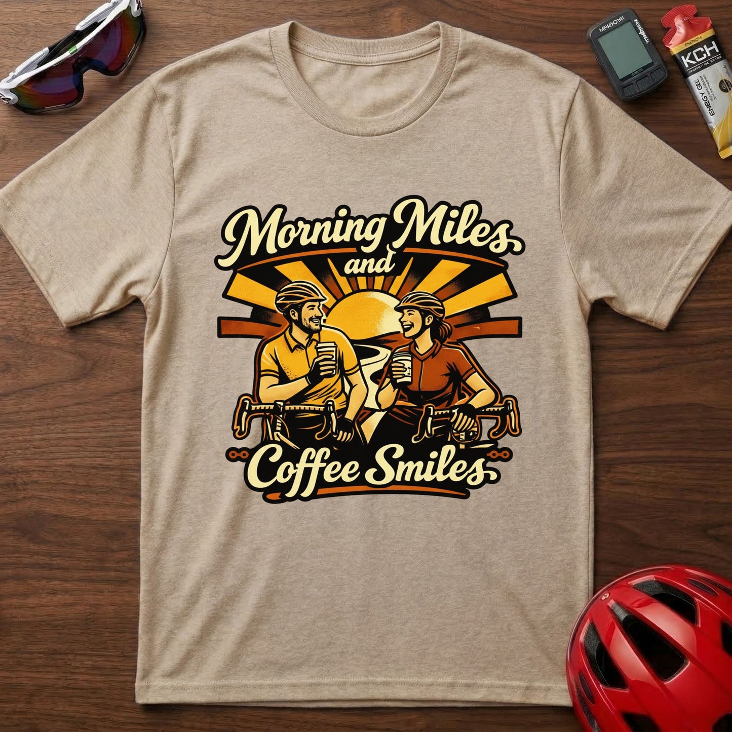 Morning Miles and Coffee Smiles Cycling T-Shirt