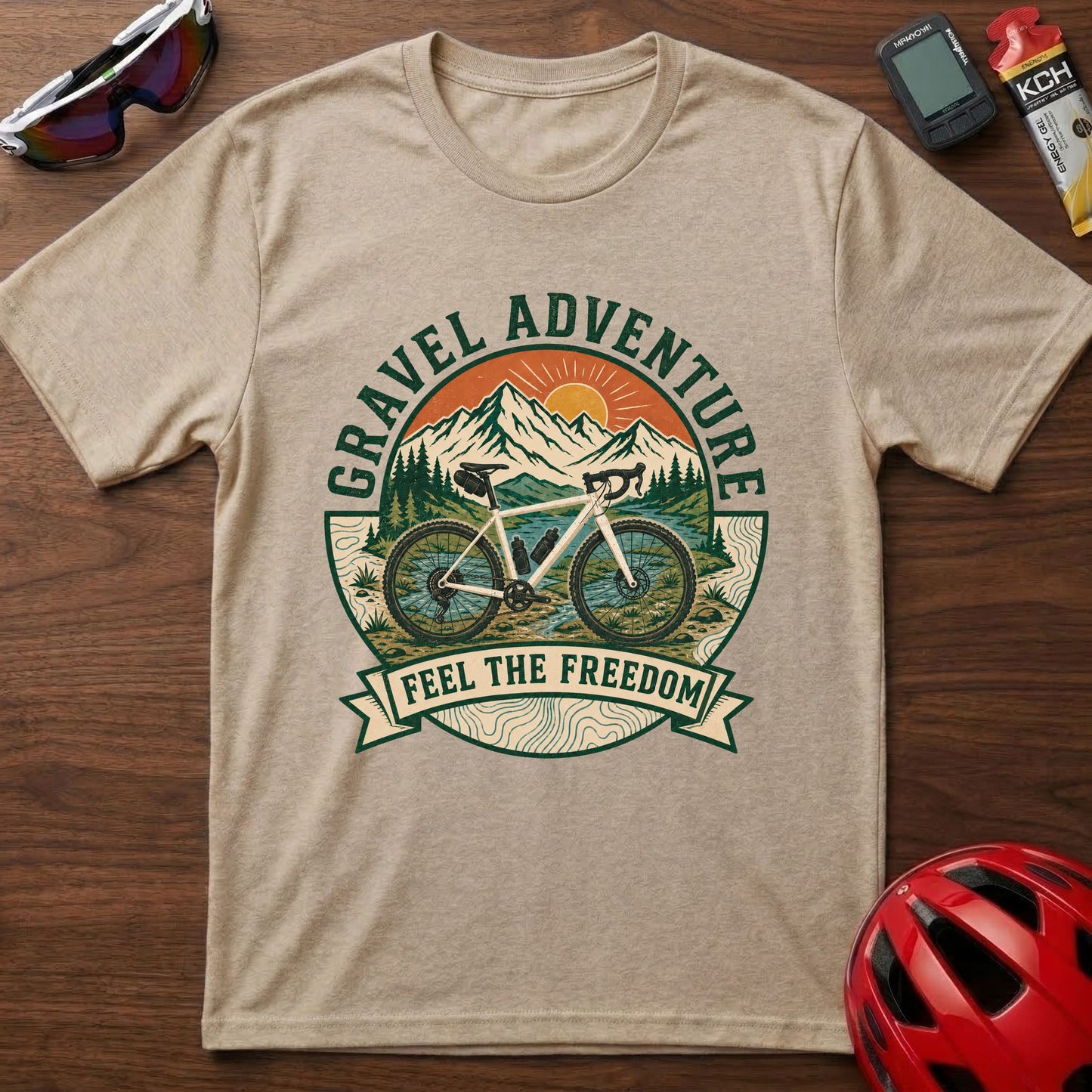 Gravel Adventure T-Shirt — 'Feel the Freedom' Cycling Tee