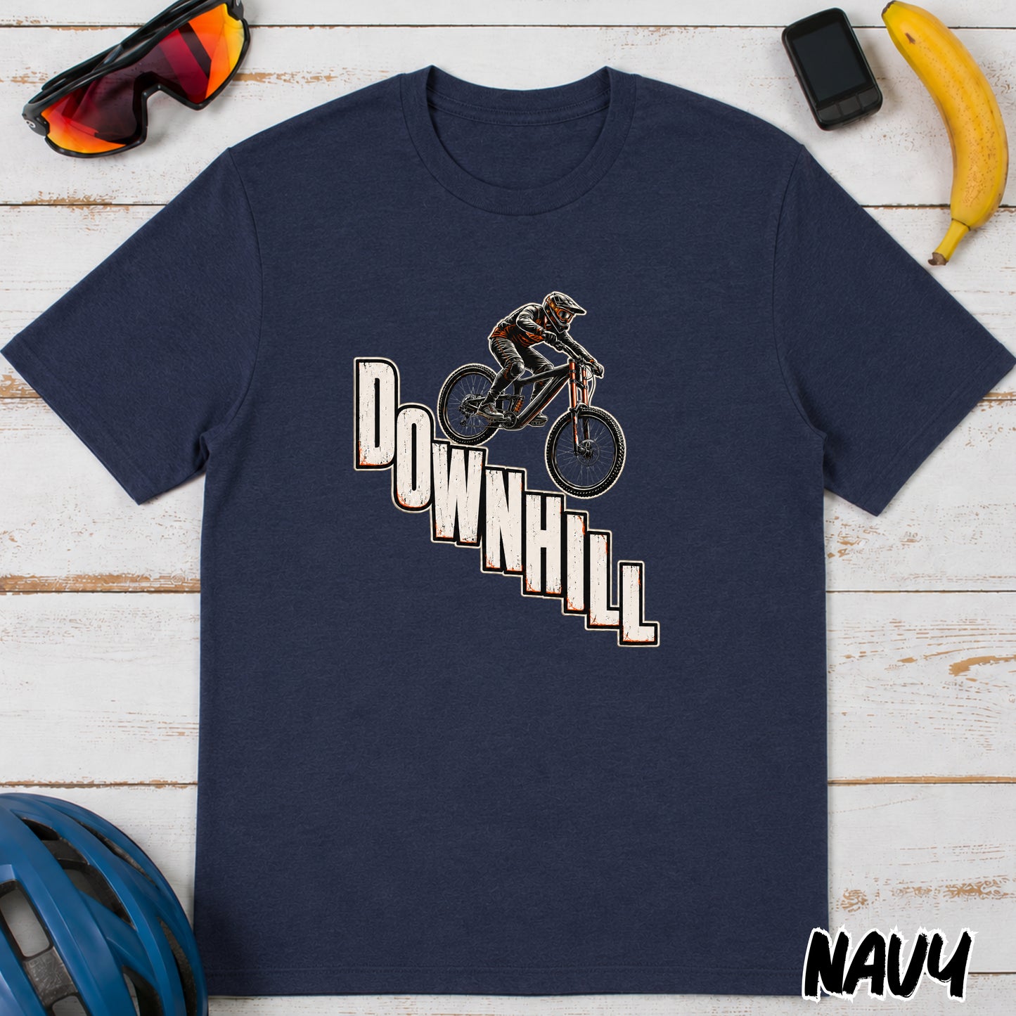 Downhill Mountain Biking T-Shirt — Retro MTB Rider Graphic