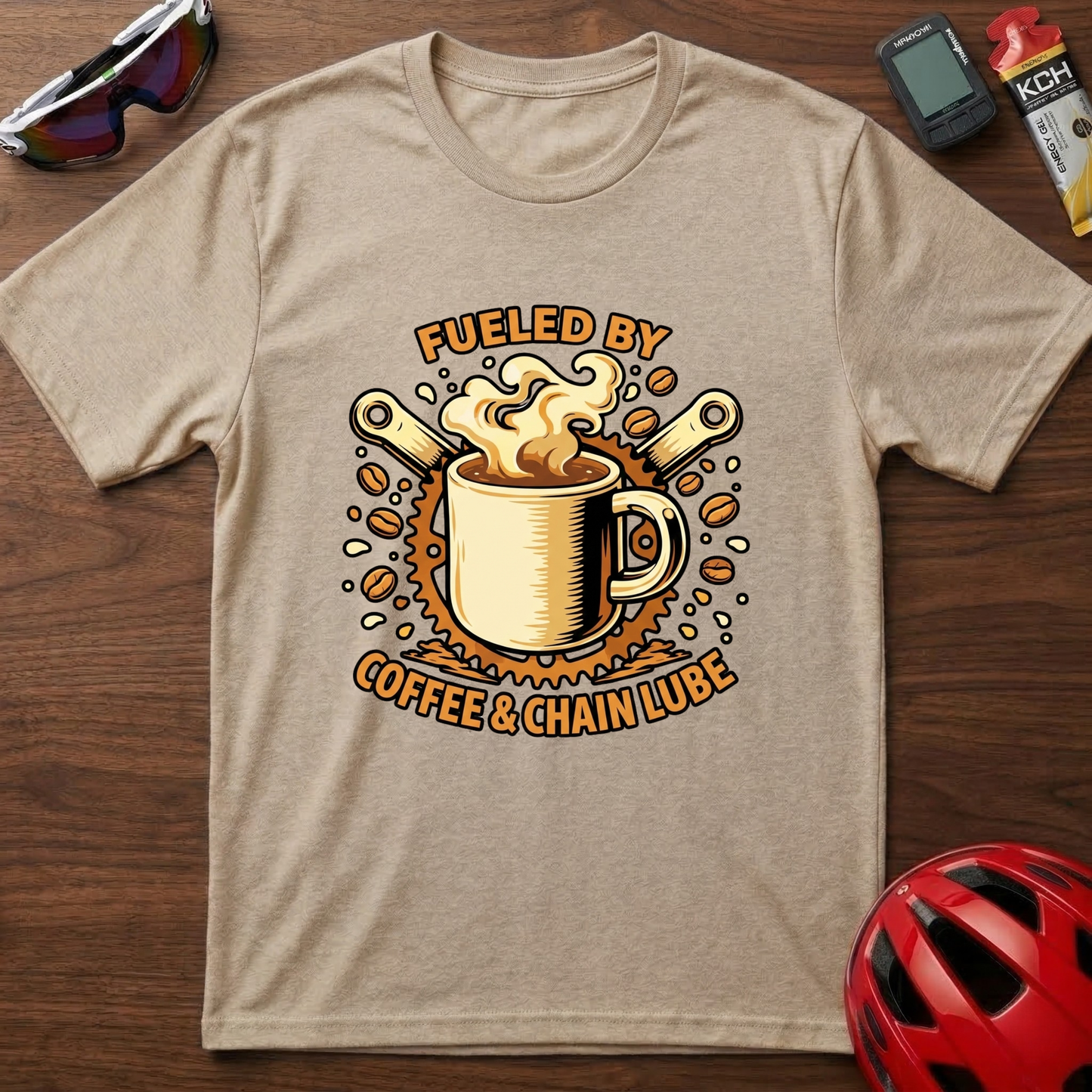 Fueled By Coffee & Chainlube Cycling  T-Shirt