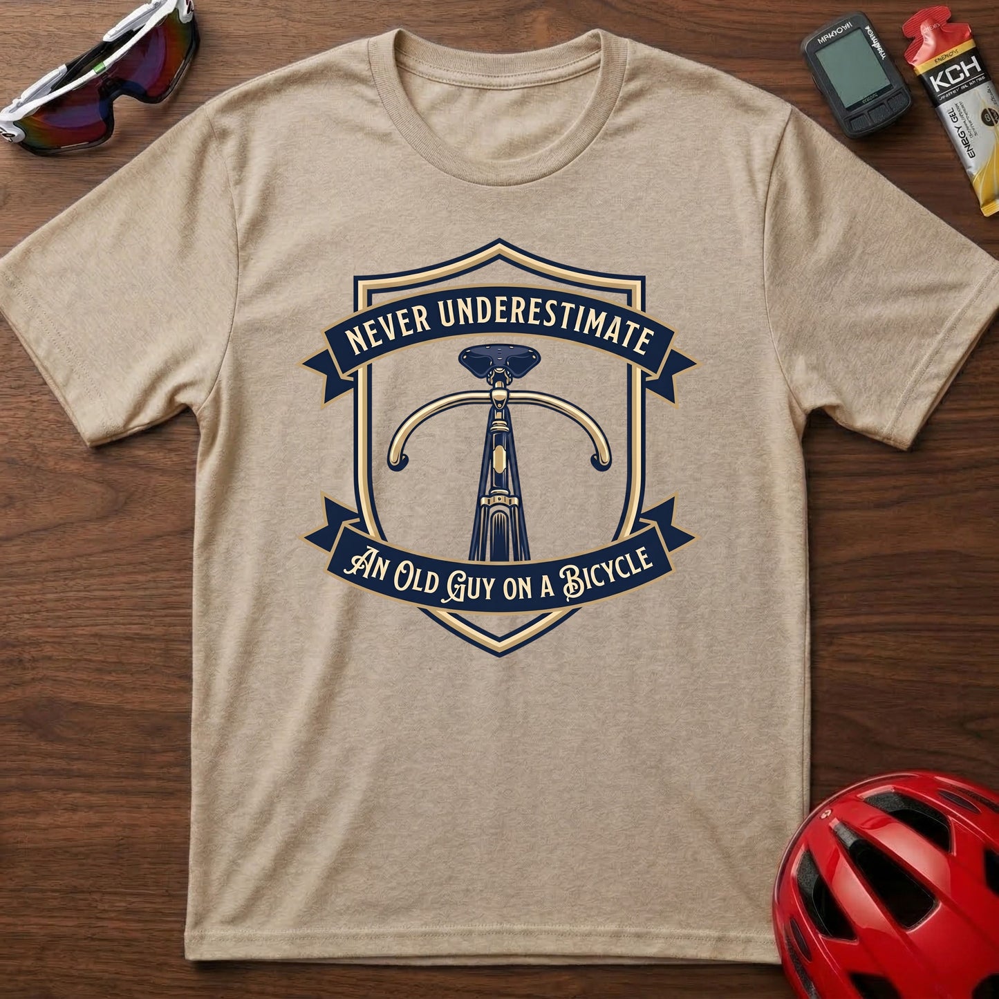 Never Underestimate an Old Guy on a Bicycle Cycling T-Shirt