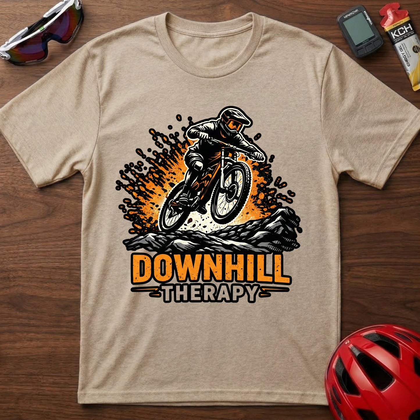 Downhill Therapy Mountain Biking T-Shirt — MTB Rider Gift