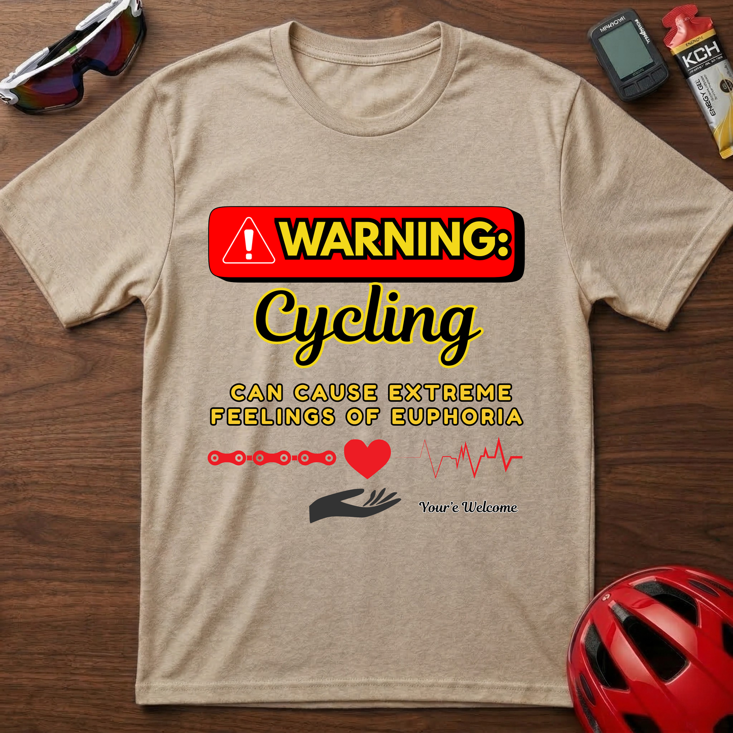 Warning: Cycling may cause Euphoria Cycling  T-Shirt