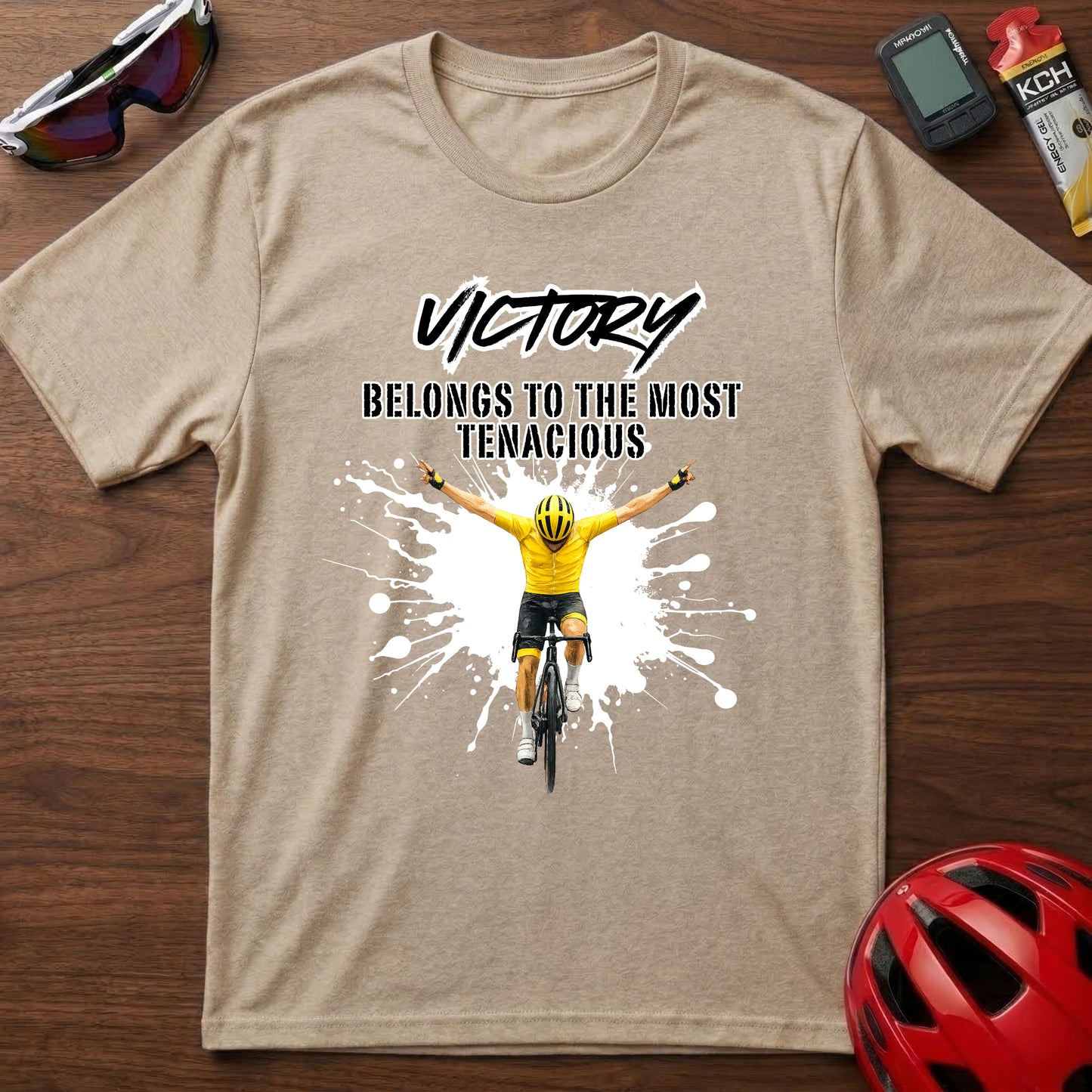 Cycling T‑Shirt - "Victory Belongs to the Most Tenacious" Motivational Bike Tee