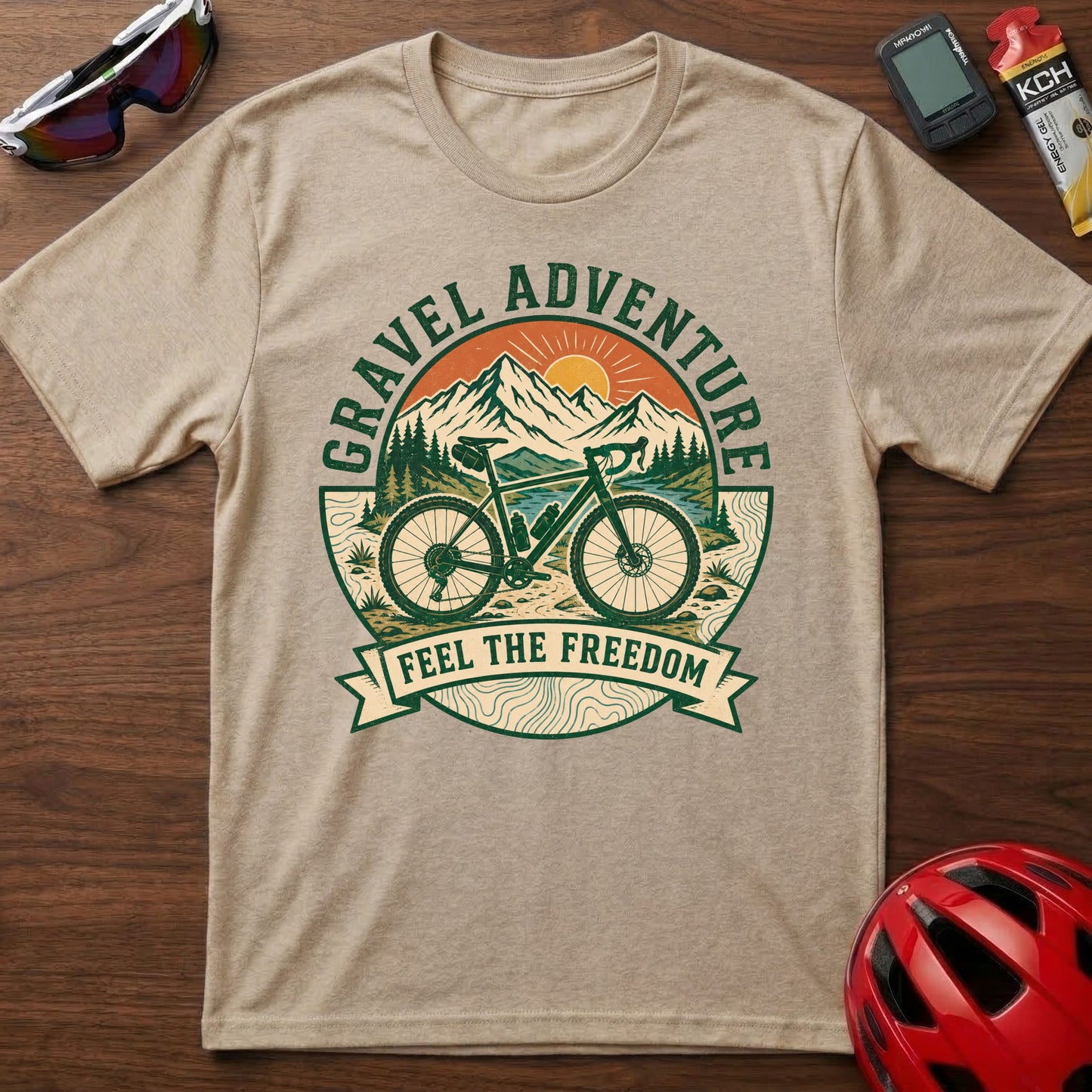 Gravel Adventure Cycling T-Shirt — "Feel The Freedom" Gravel Cycling Tee