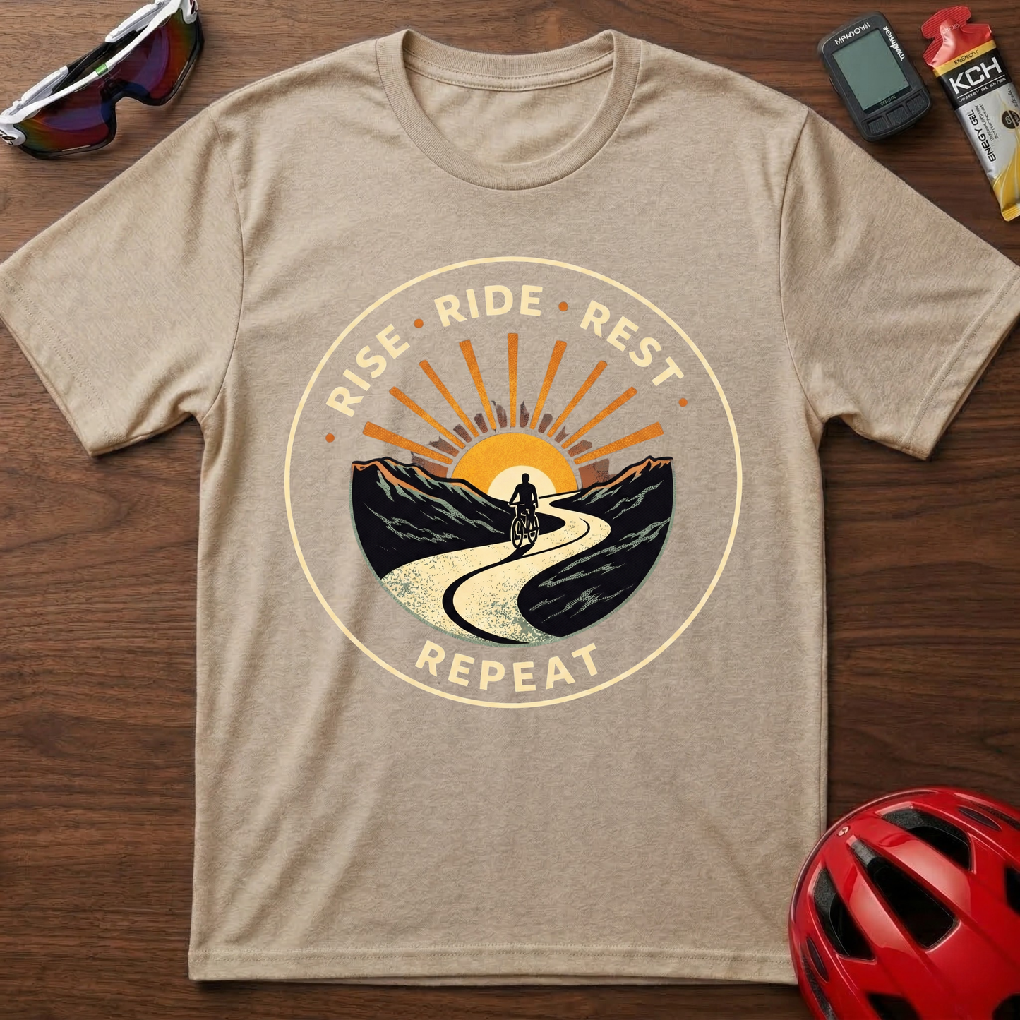 Rise. Ride. Rest. Repeat Cycling  T-Shirt