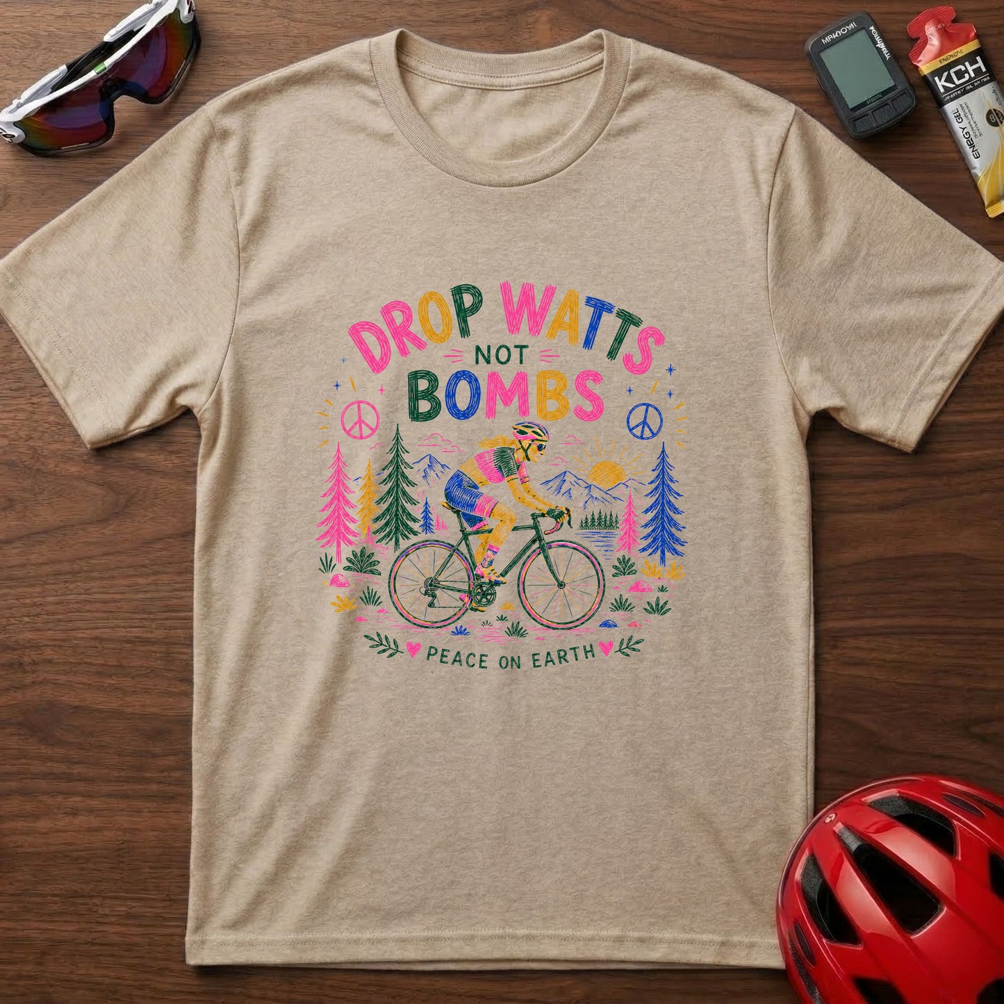 Drop Watts Not xxxx Girl T-Shirt — Peaceful Cycling Eco Energy Graphic Tee
