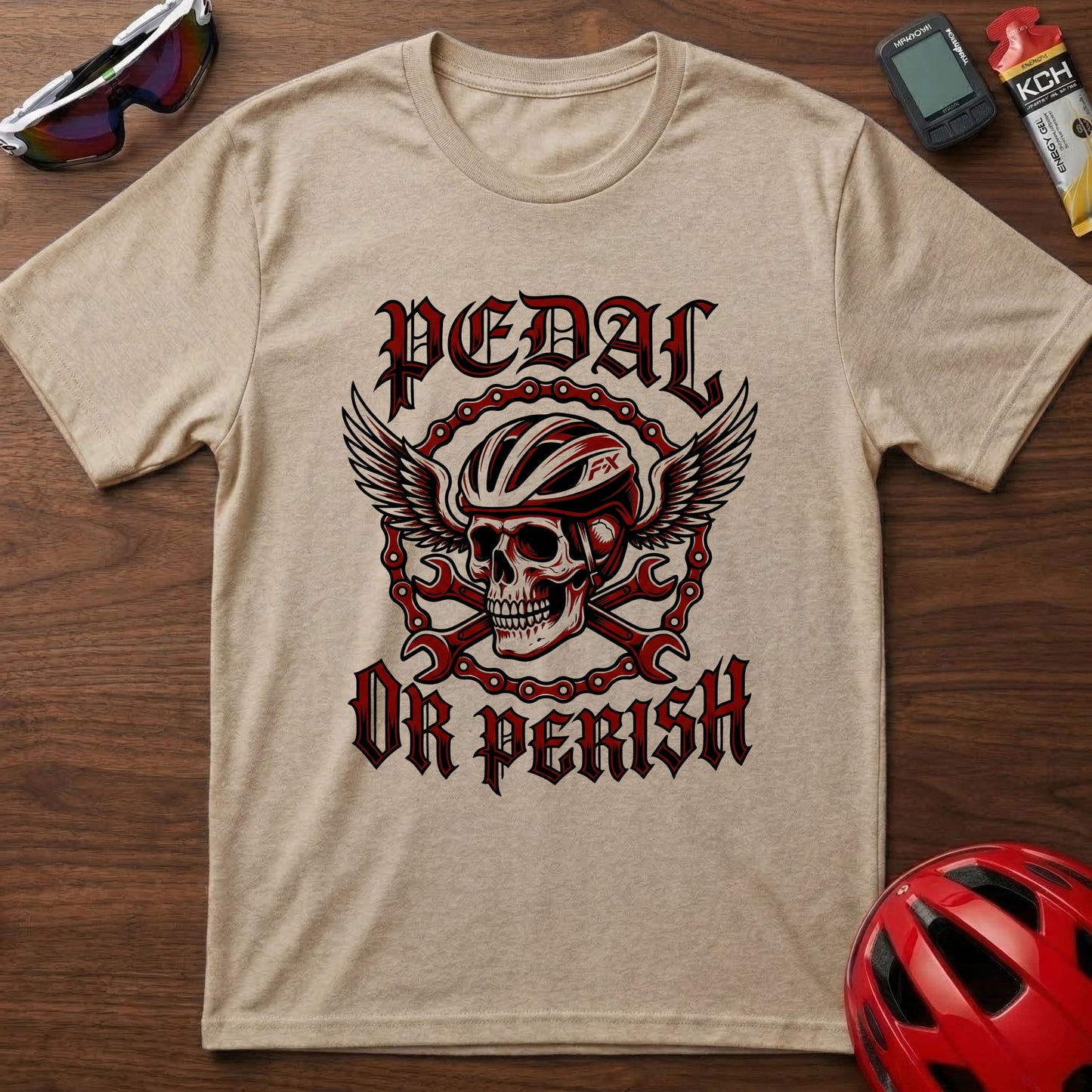 Pedal or Perish Skull Cycling T-Shirt