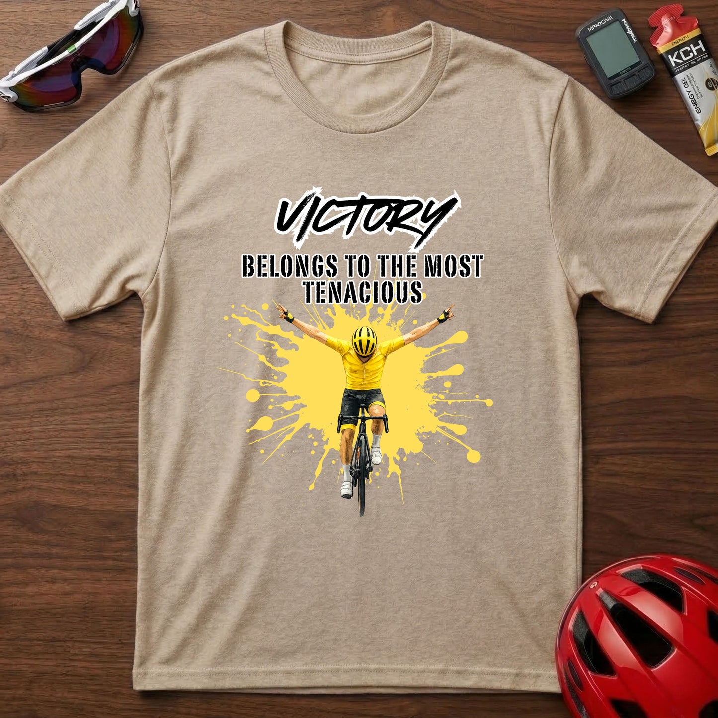 Cycling T‑Shirt - "Victory Belongs to the Most Tenacious" Motivational Bike Tee