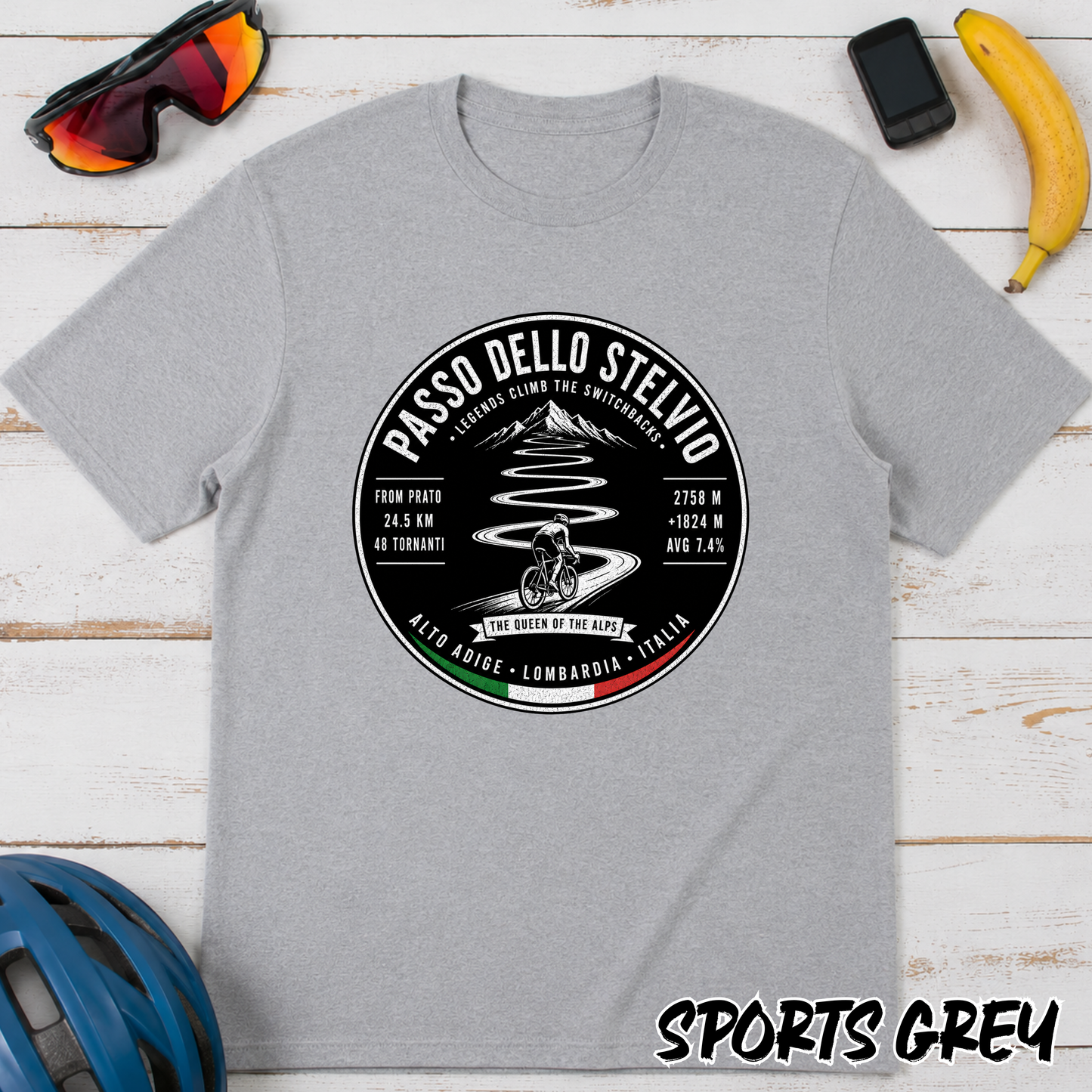 Passo dello Stelvio Cycling T-Shirt — Vintage Mountain Road Bike Tee