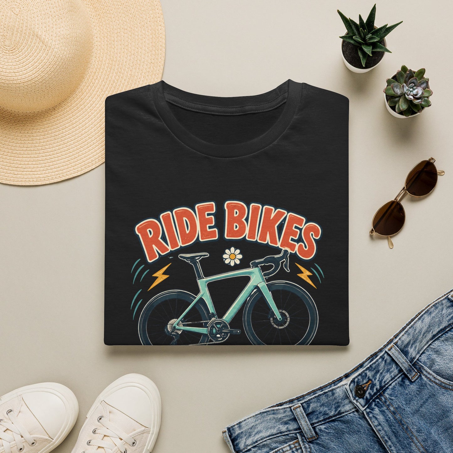 Ride Bikes T-Shirt — "Ride Bikes Feel Good Repeat" Cycling Graphic Tee