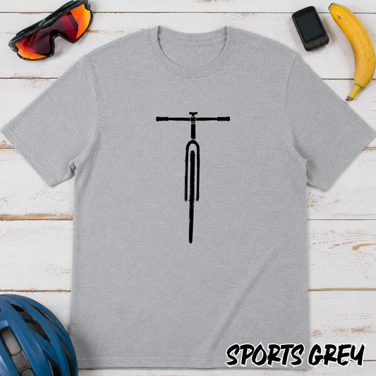 Bicycle Minimalist T‑Shirt — Front View Cycling Bike Graphic