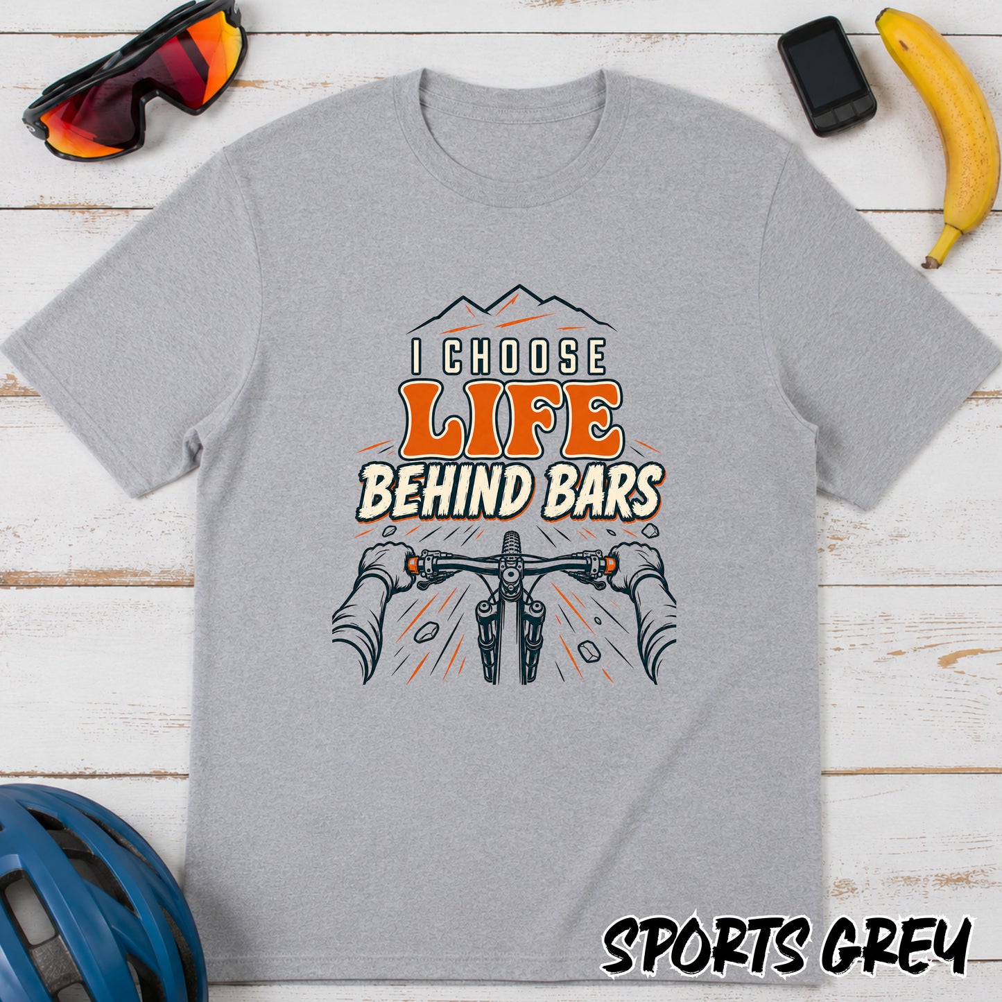 I Choose Life Behind Bars Cycling T‑Shirt — Mountain Bike Humor Tee