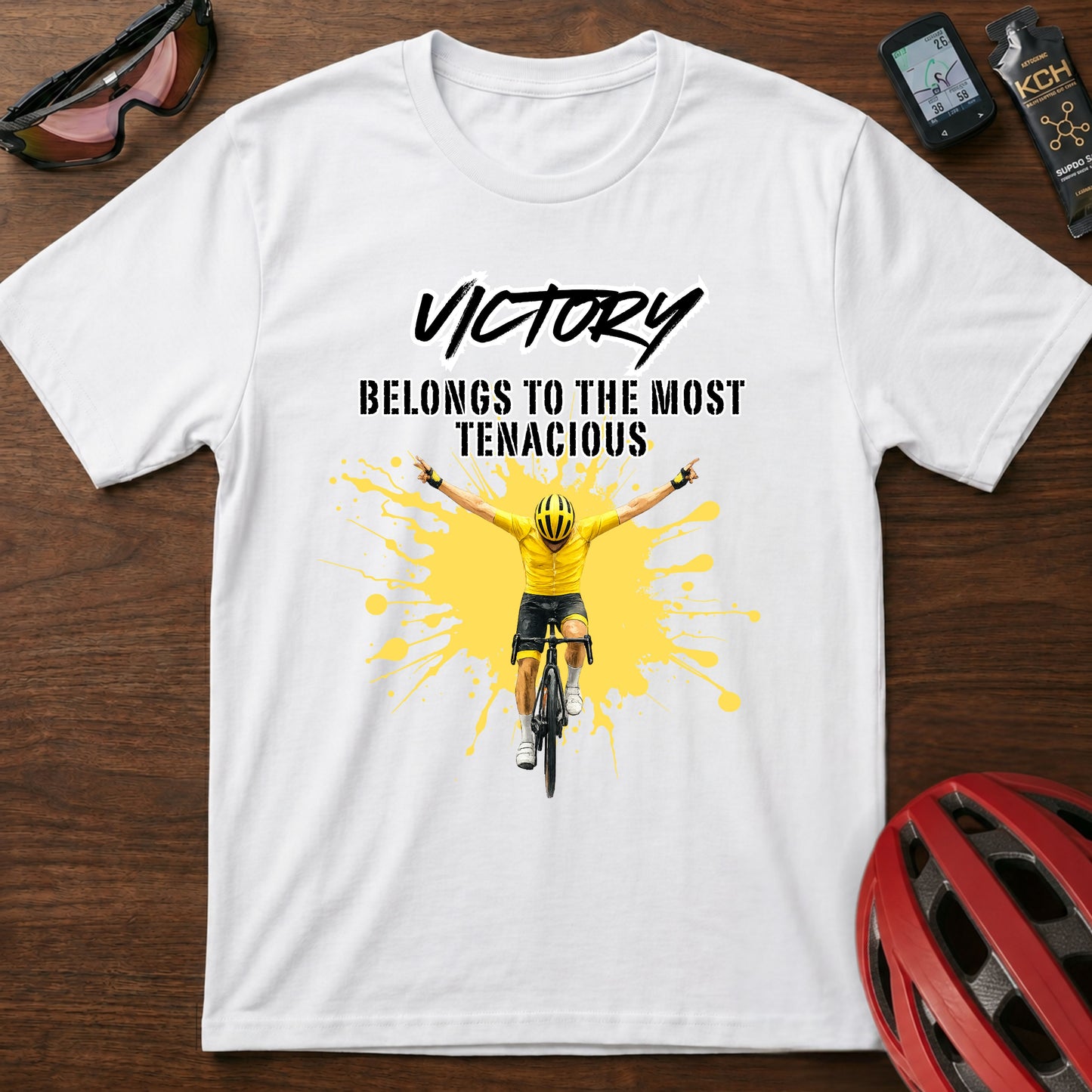 Cycling T‑Shirt - "Victory Belongs to the Most Tenacious" Motivational Bike Tee
