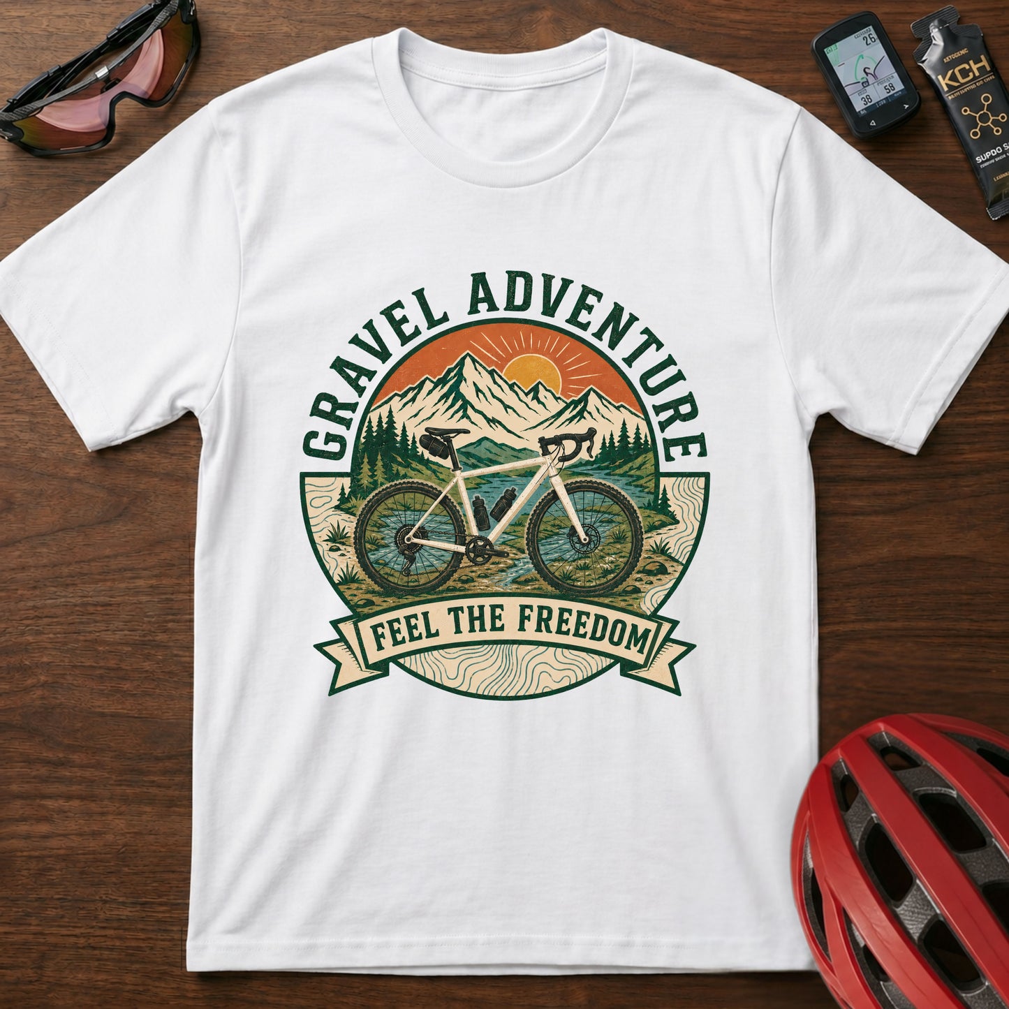 Gravel Adventure T-Shirt — 'Feel the Freedom' Cycling Tee