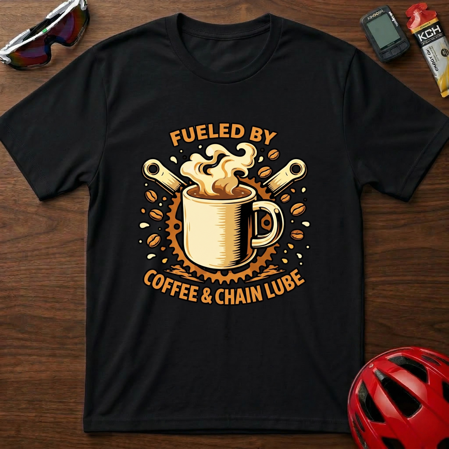 Fueled By Coffee & Chainlube Cycling  T-Shirt