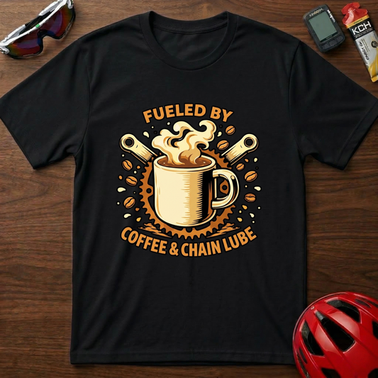 Fueled By Coffee & Chainlube Cycling  T-Shirt
