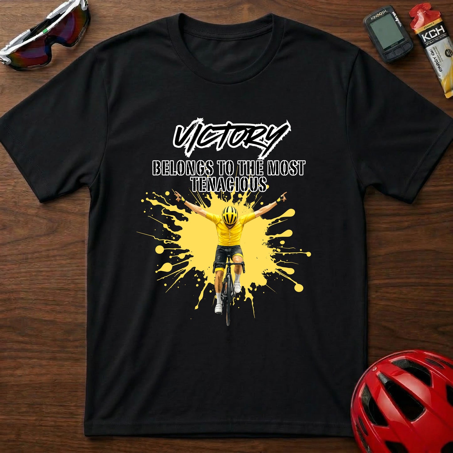 Cycling T‑Shirt - "Victory Belongs to the Most Tenacious" Motivational Bike Tee
