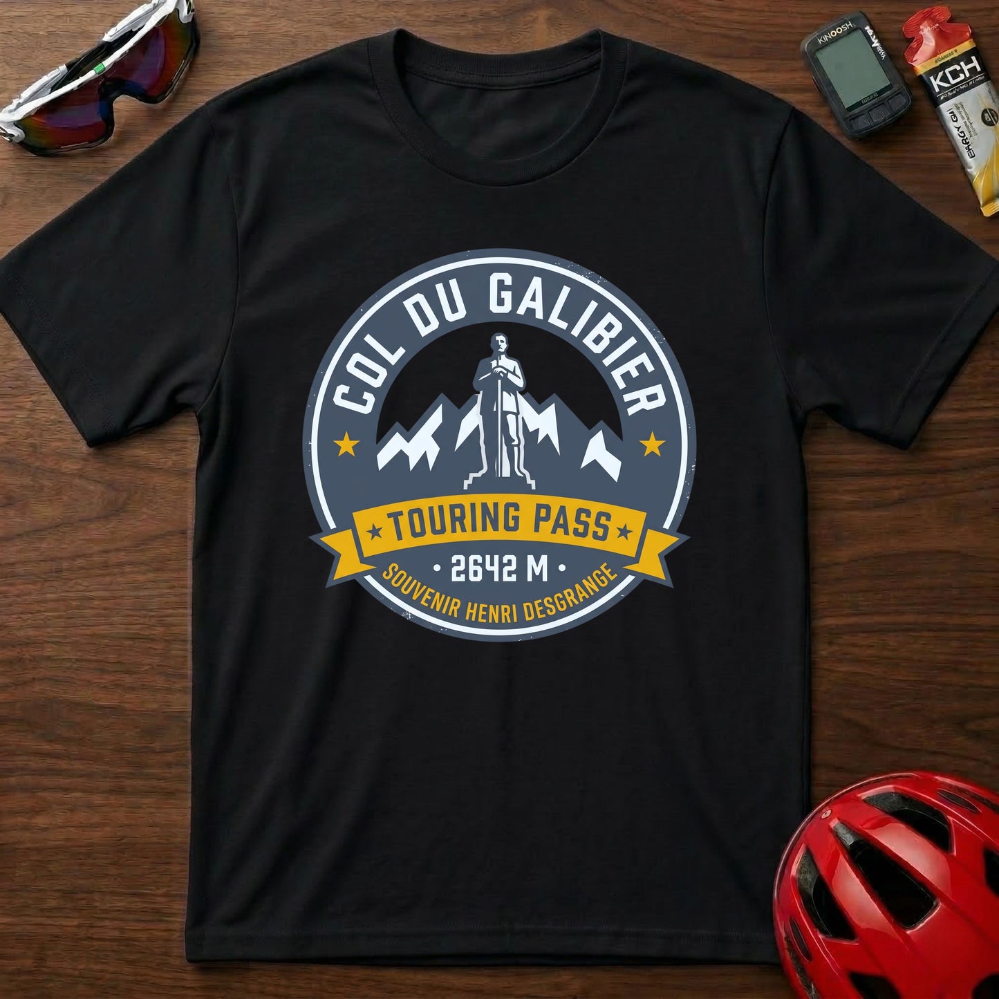 Col du Galibier Touring Pass Cycling T-Shirt — Vintage Alpine Cycling Badge