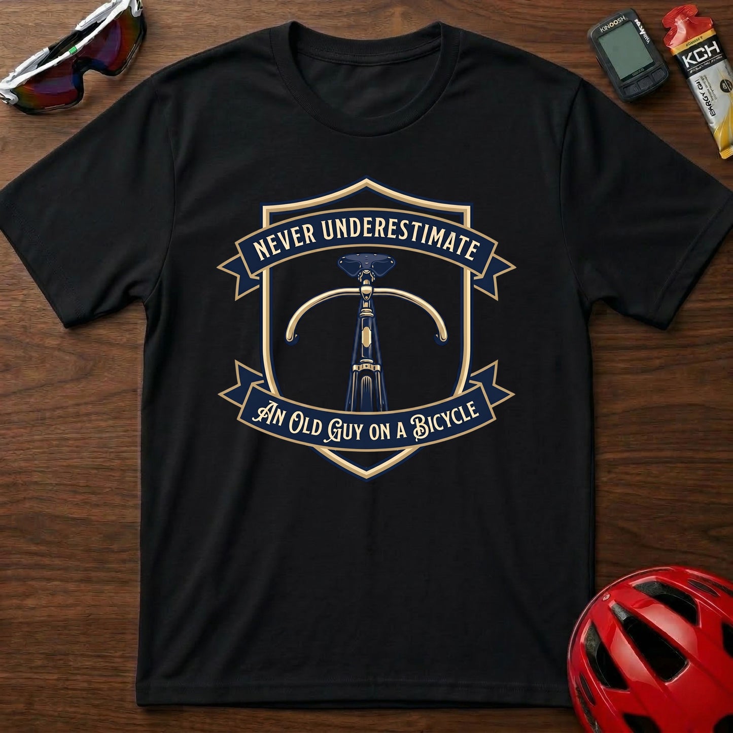 Never Underestimate an Old Guy on a Bicycle Cycling T-Shirt