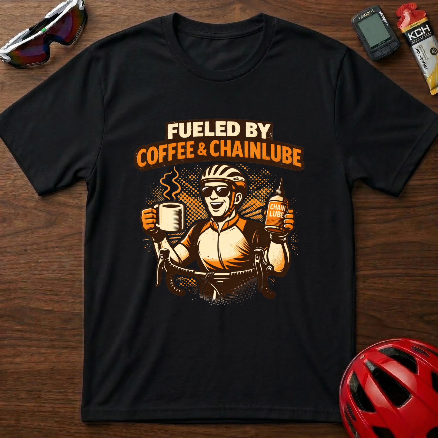 Fueled by Coffee and Chain lube Cycling T-Shirt