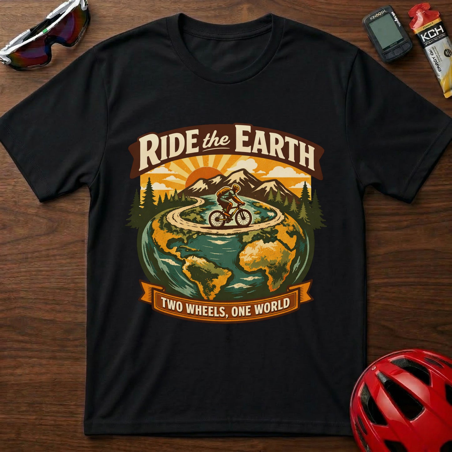 Ride the Earth Cycling T-Shirt — Two Wheels, One World Cycling Tee