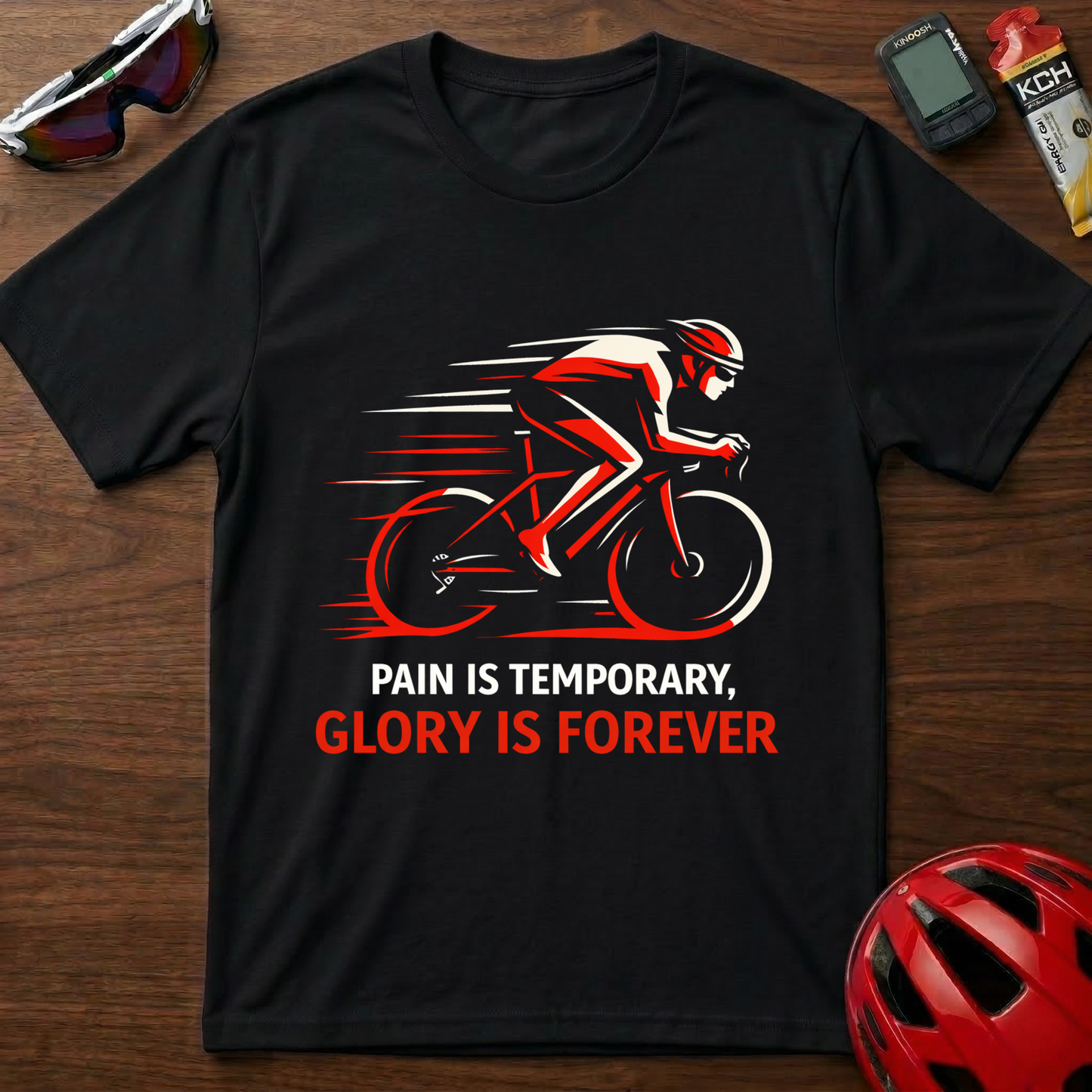 Cycling T-Shirt — "Pain Is Temporary, Glory Is Forever" Motivational Road Bike Shirt