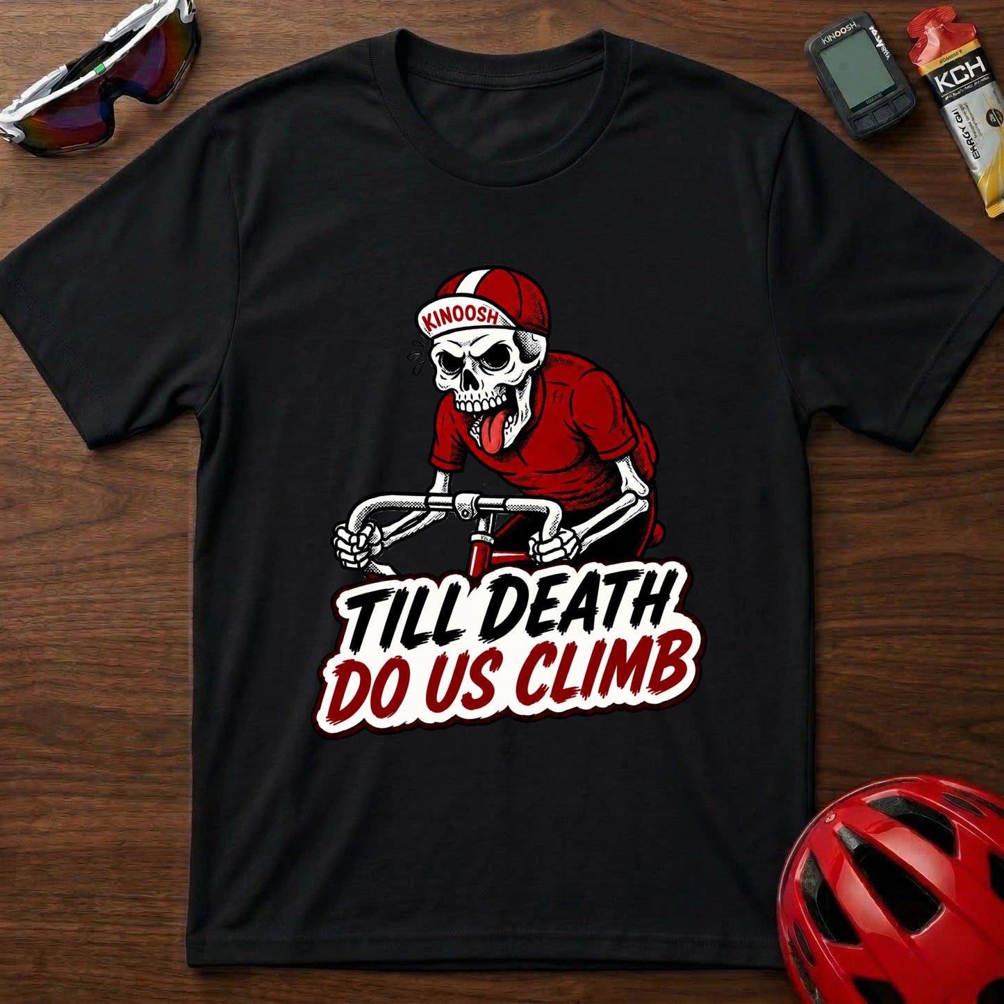 Cycling T-Shirt — “Till Death Do Us Climb” Skull Biker Tee