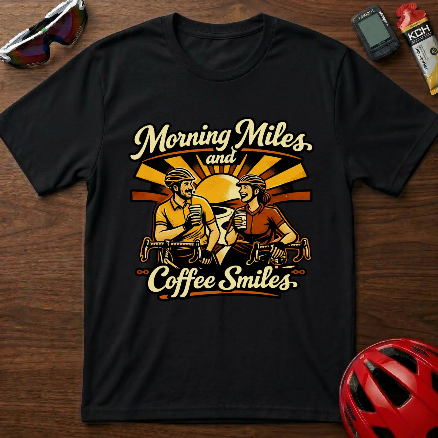 Morning Miles and Coffee Smiles Cycling T-Shirt