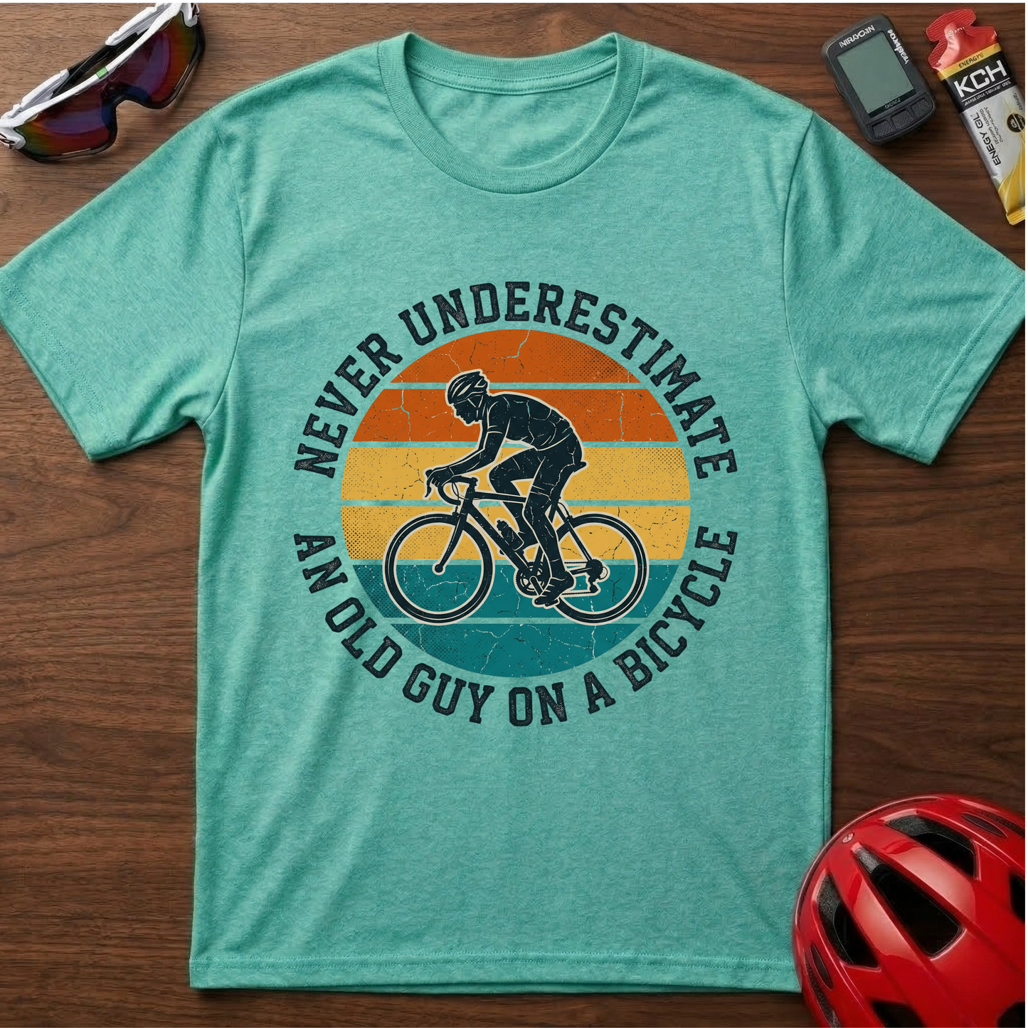 Vintage "Never Underestimate an Old Guy on a Bicycle" T-Shirt