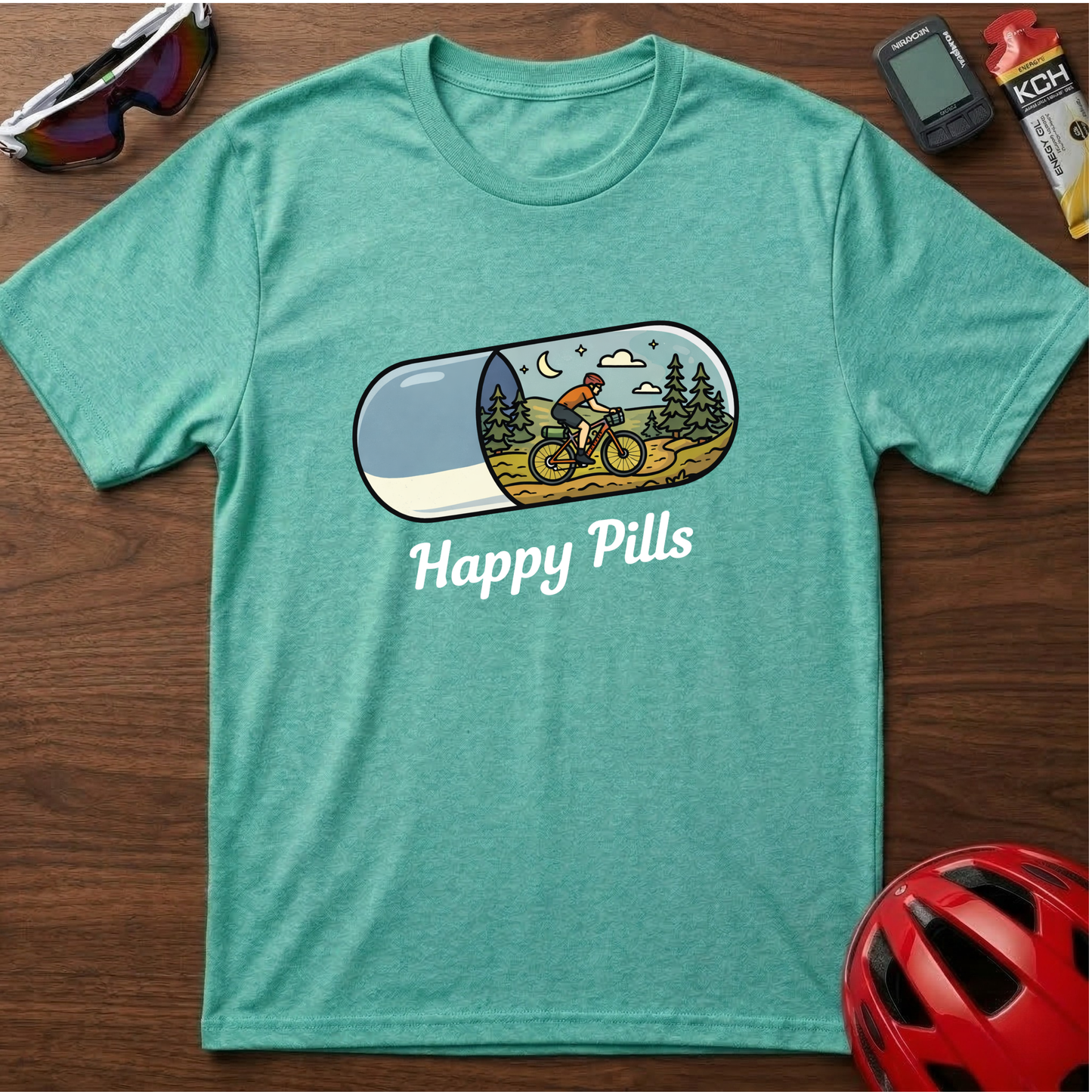 Happy Pills Bikepacking Cycling T-Shirt